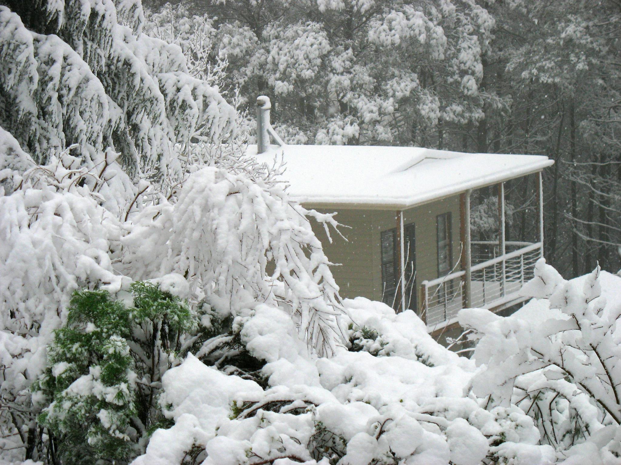 Snow at Lyrebird Cottages