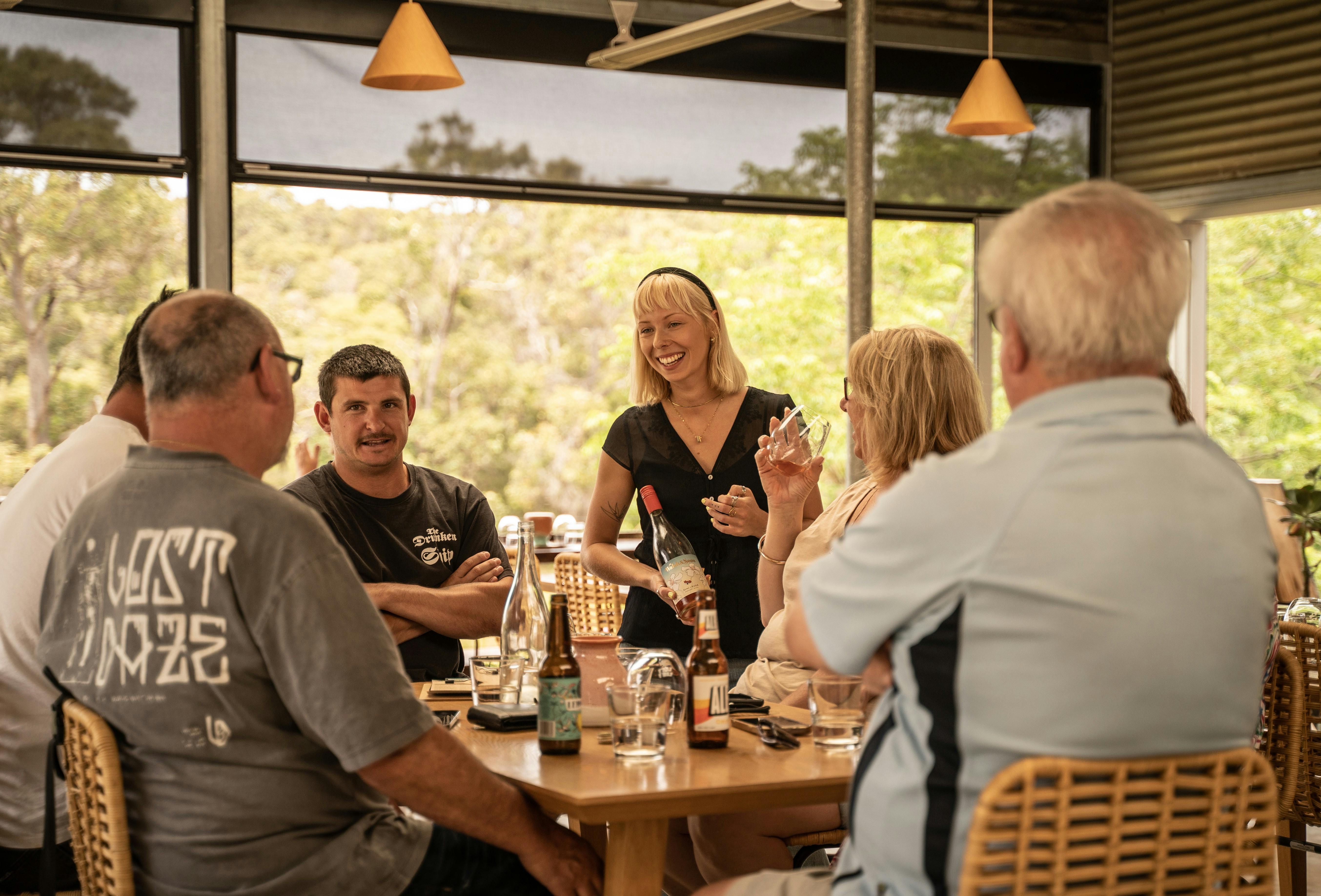 Enjoy a tasting or a glass of wine
