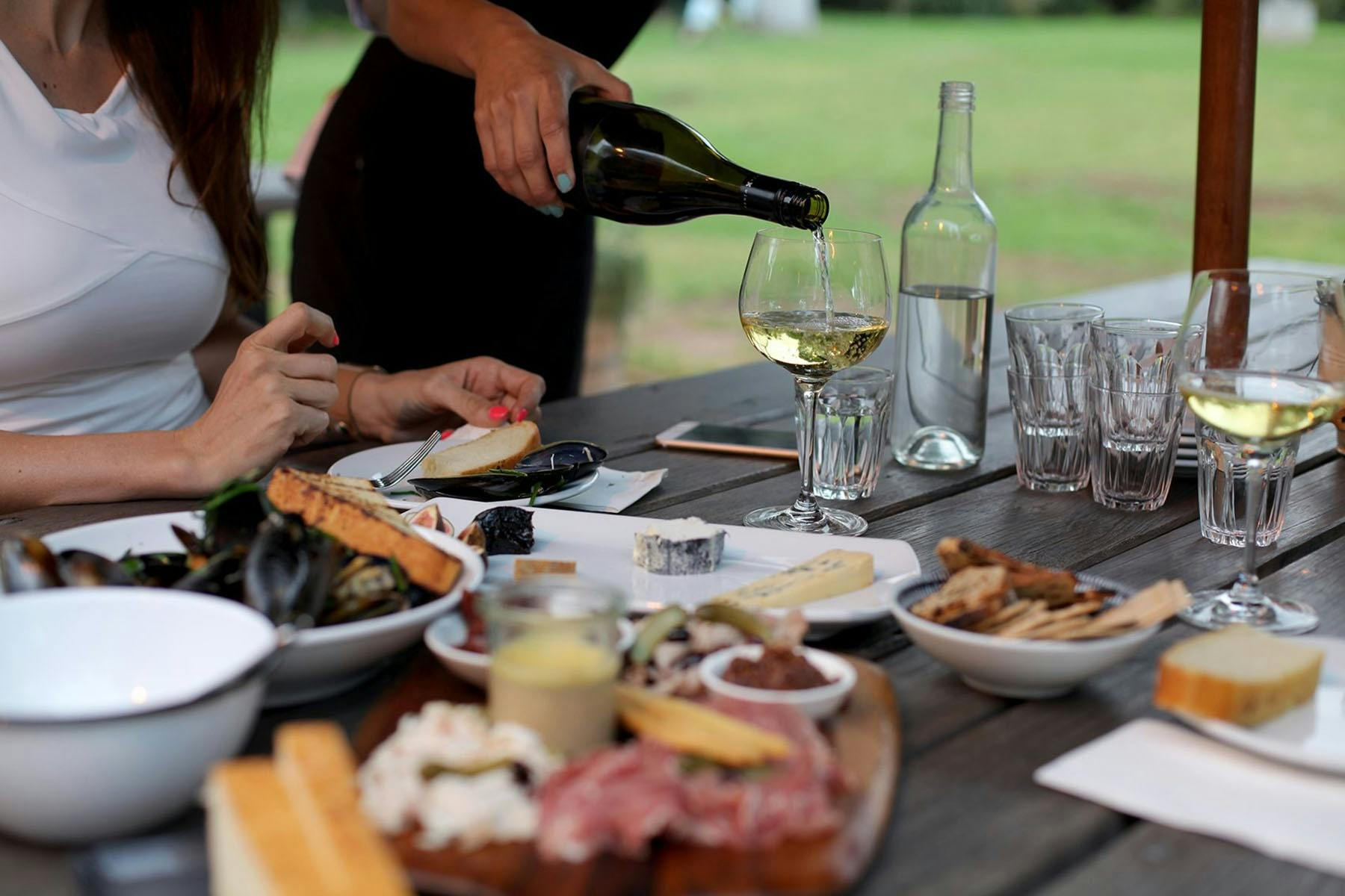 Wine and a platter at Shadowfax