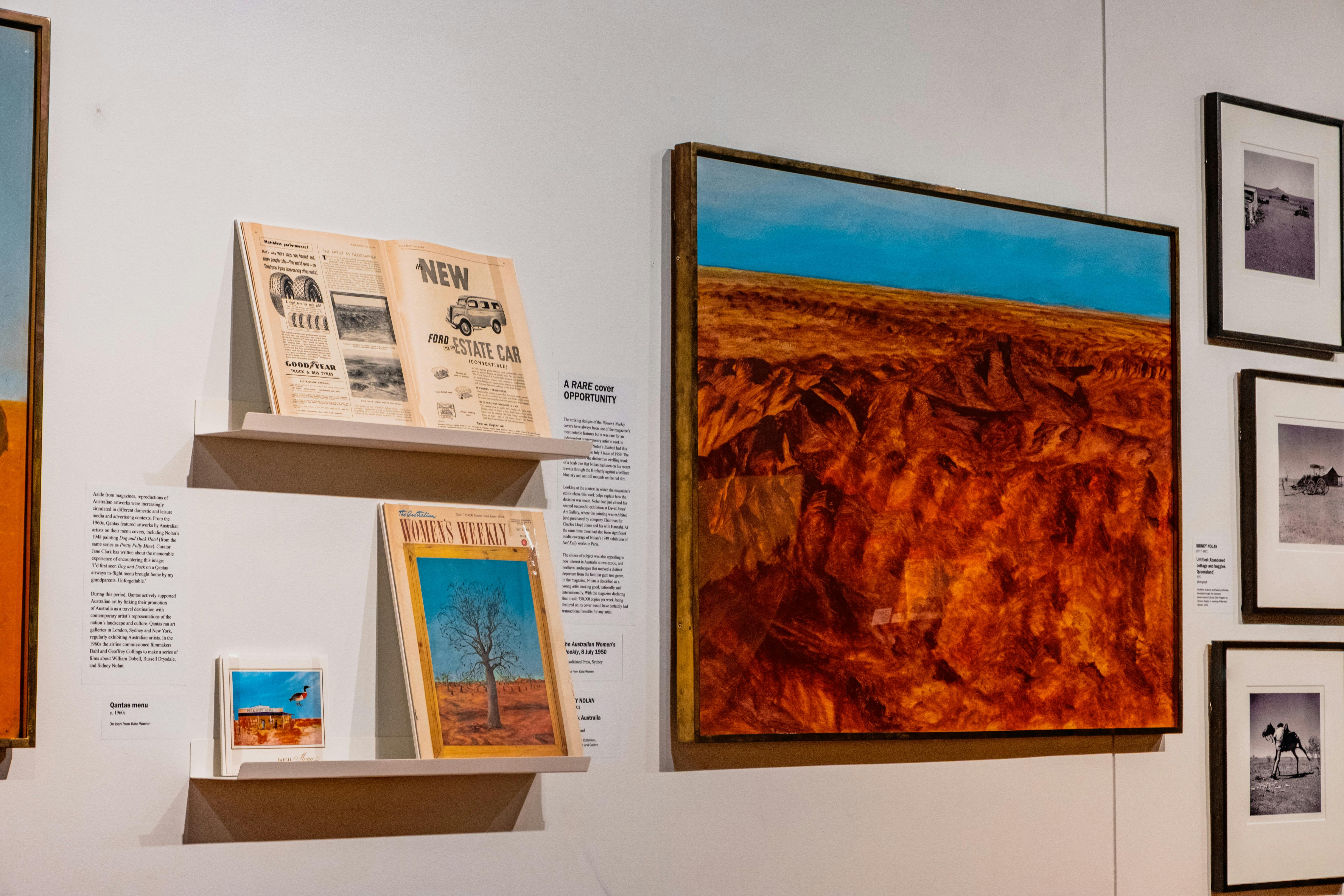 Artworks and magazines in Public Impressions by Sidney Nolan