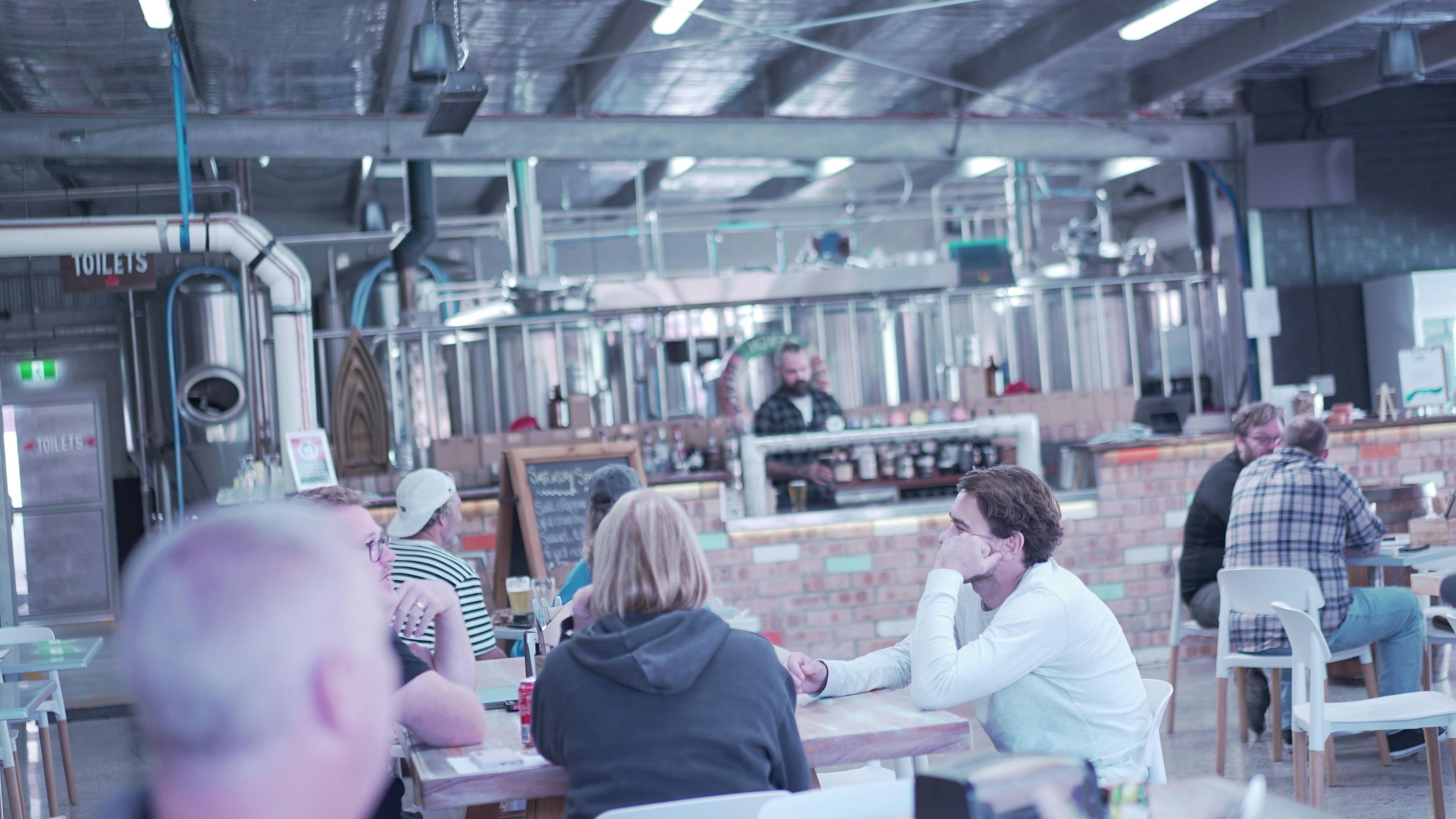 We have small and large table through out the brewery