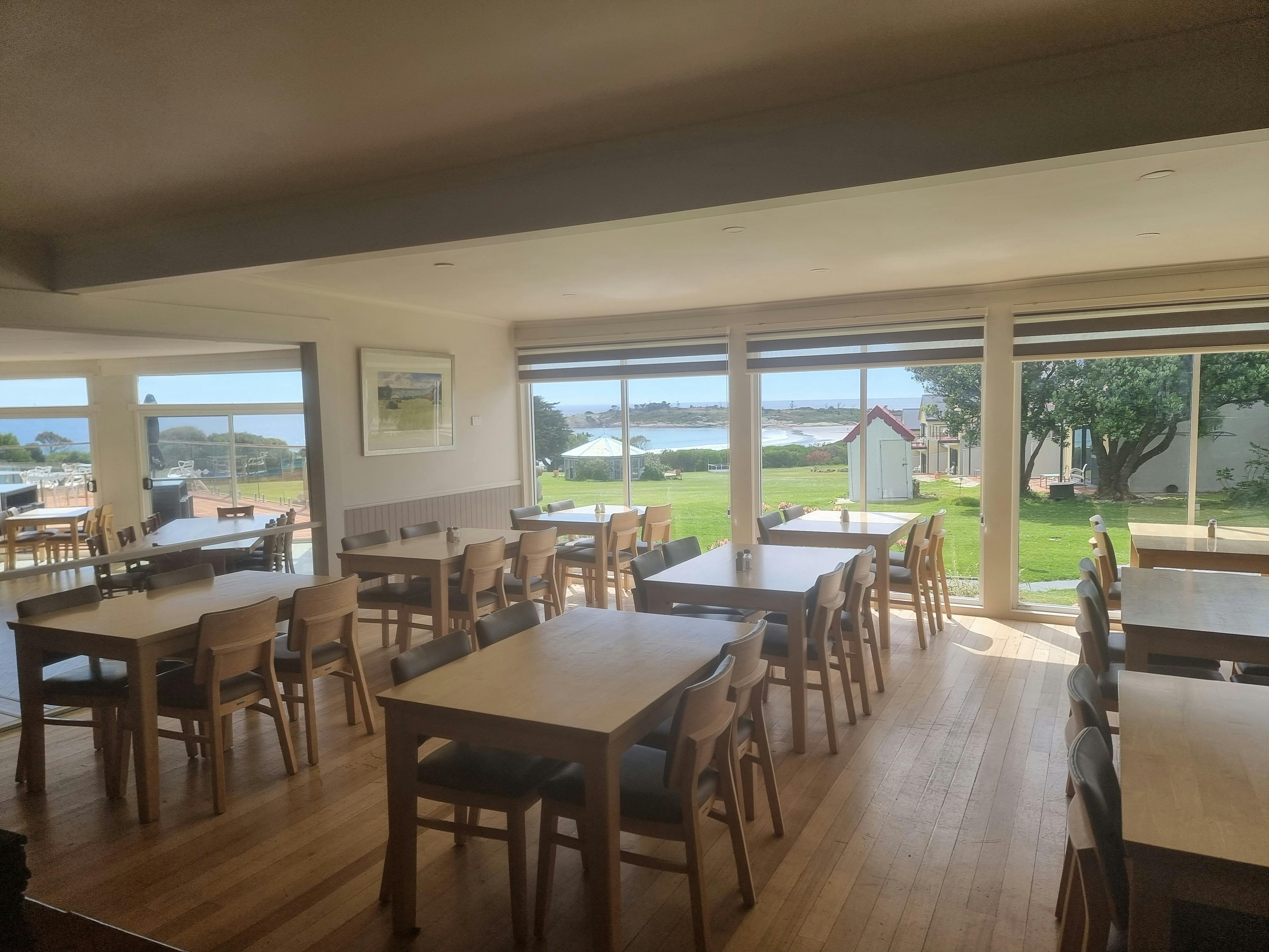 Restaurant tables and view
