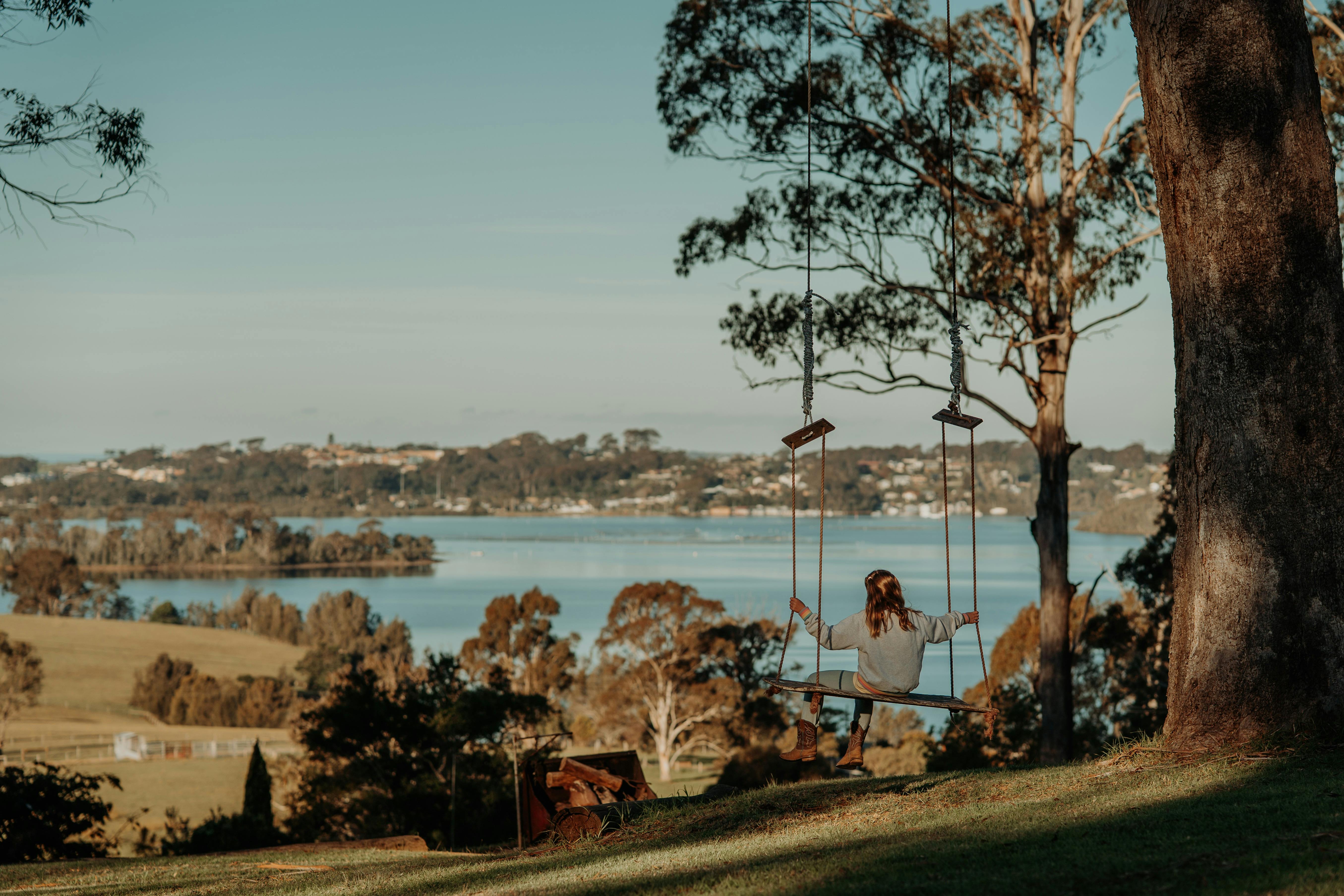 アンカレッジファームナルーマの大きなブランコを楽しむゲスト