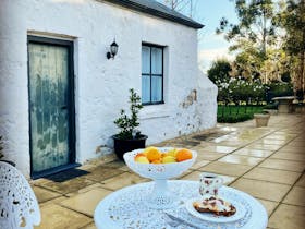 Breakfast outside Cottage