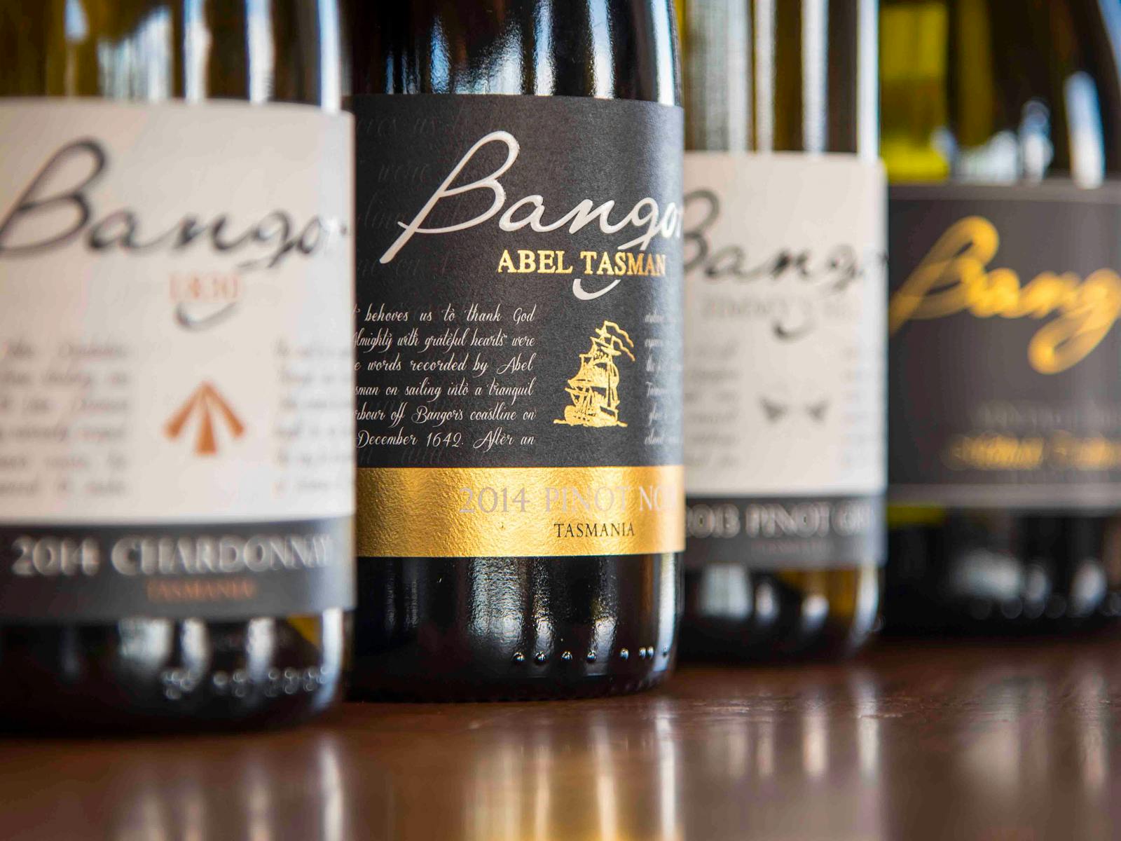 Bangor selection of wine, Chardonnay, Pinot Noir, Pinot Gris, Riesling, Sparkling.