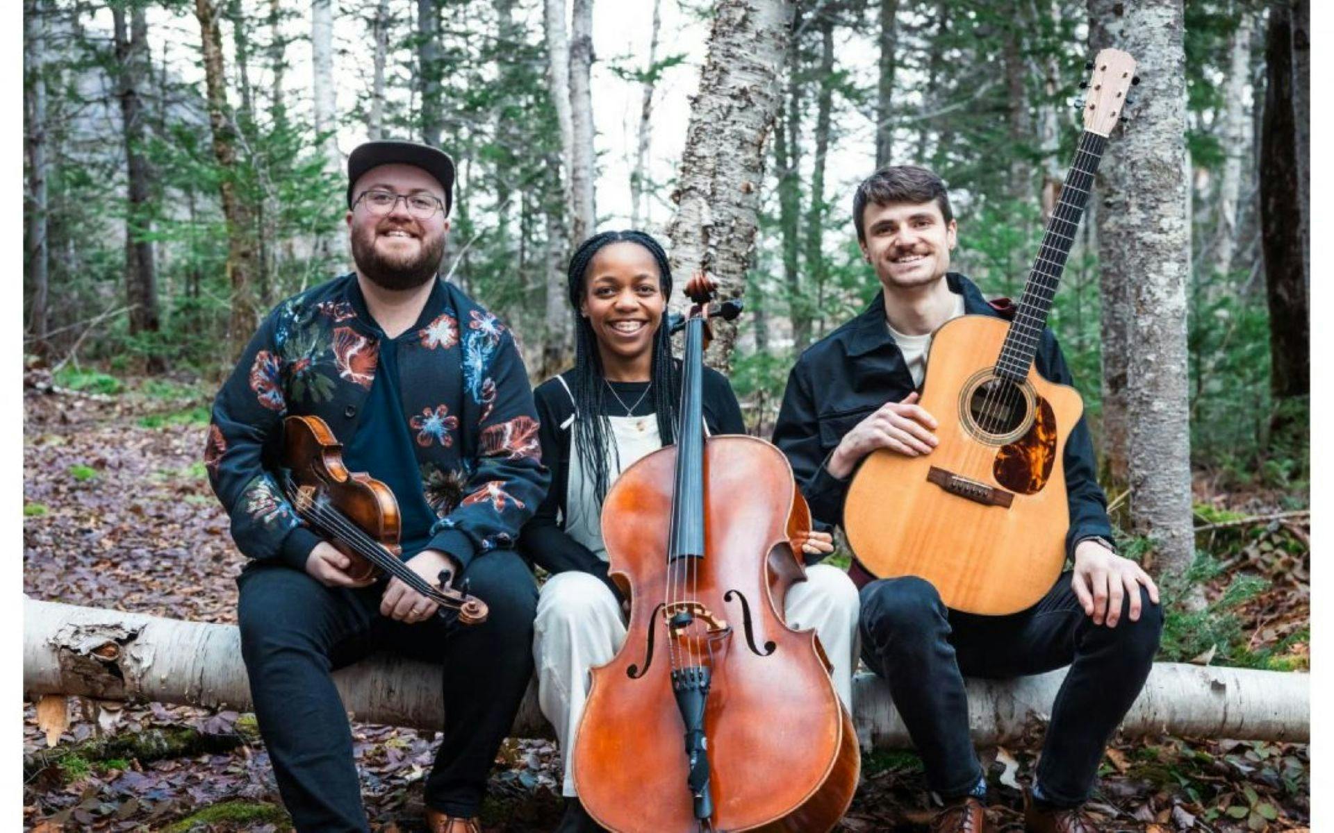 Band sitting with instruments