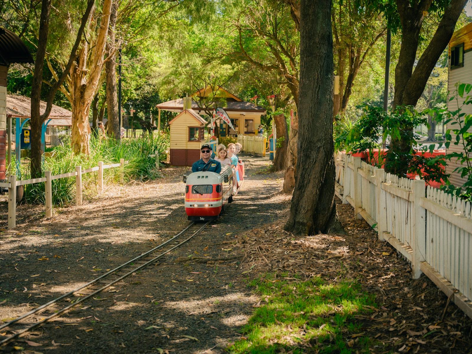 Children enjoying their miniature train ride