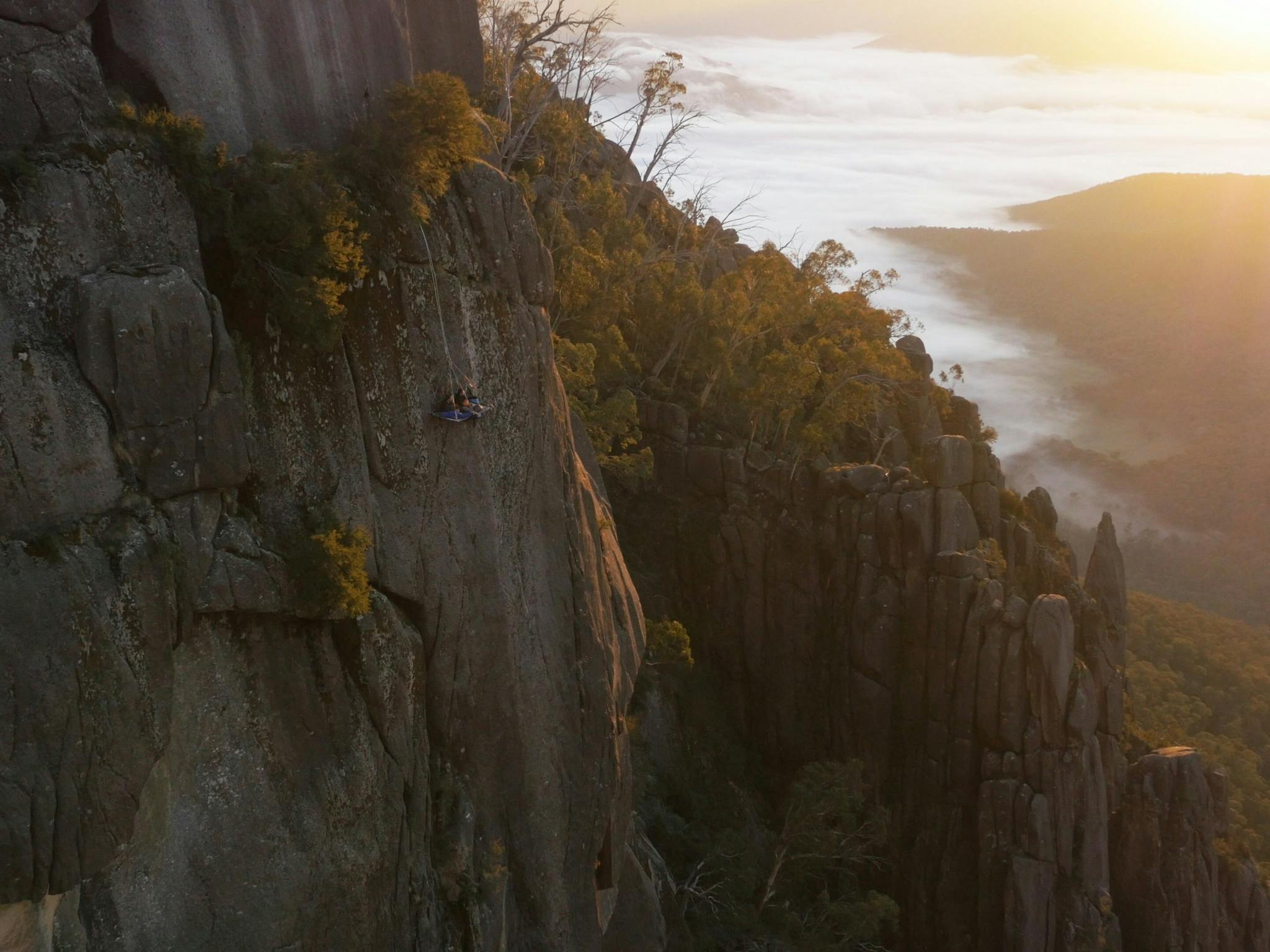 Unleashed-Unlimited Portaledge Over Valley at Sunrise