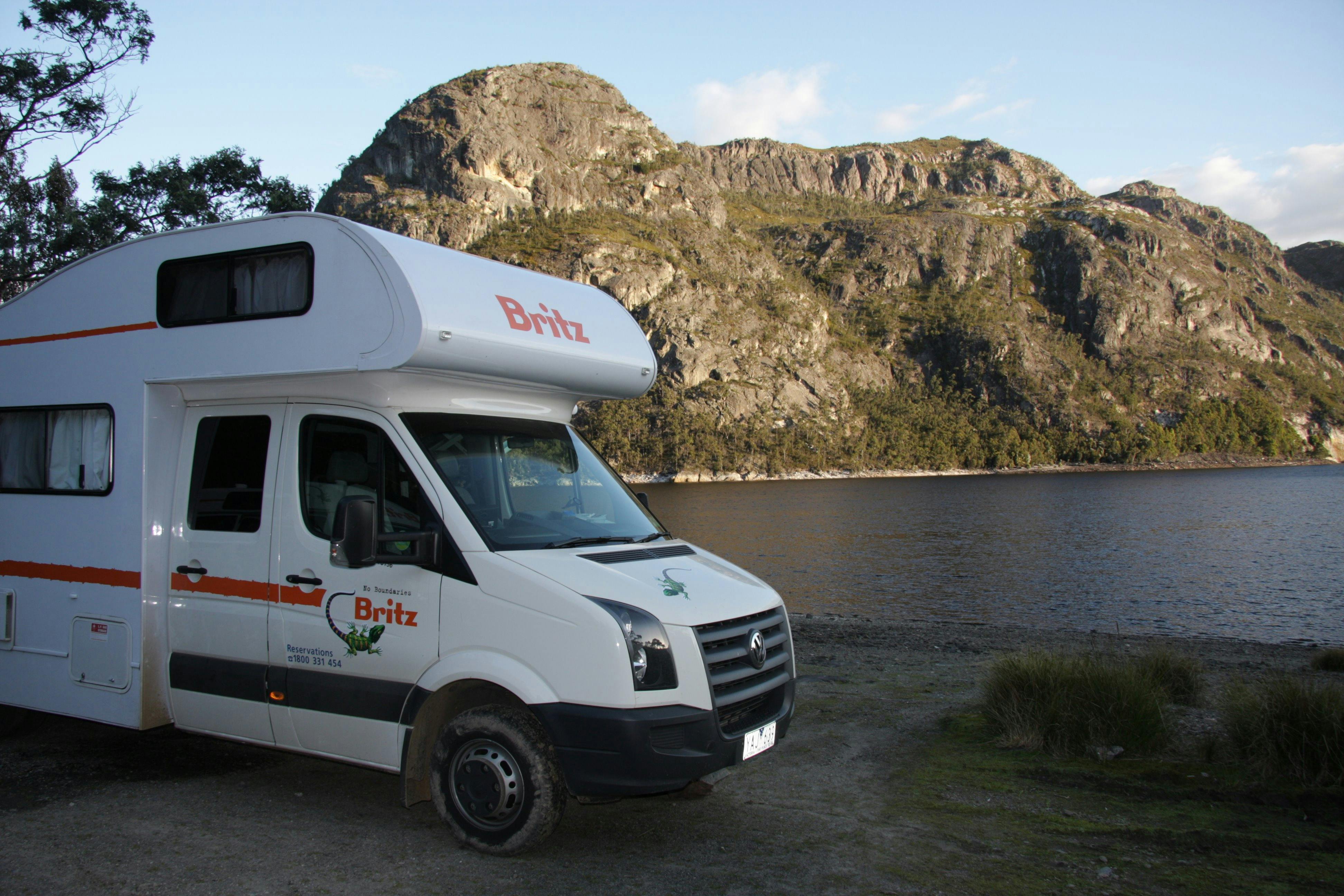 Freedom camping in beautfiul Tasmania in a motorhome hire