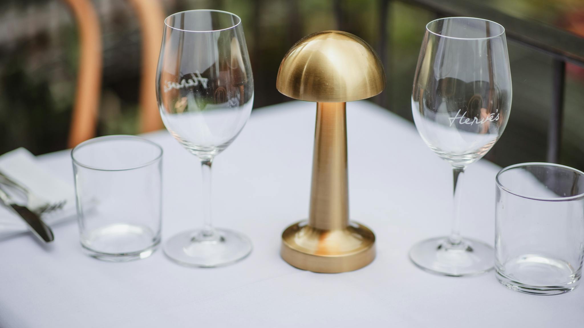 Wine glasses on table Wine glasses on table