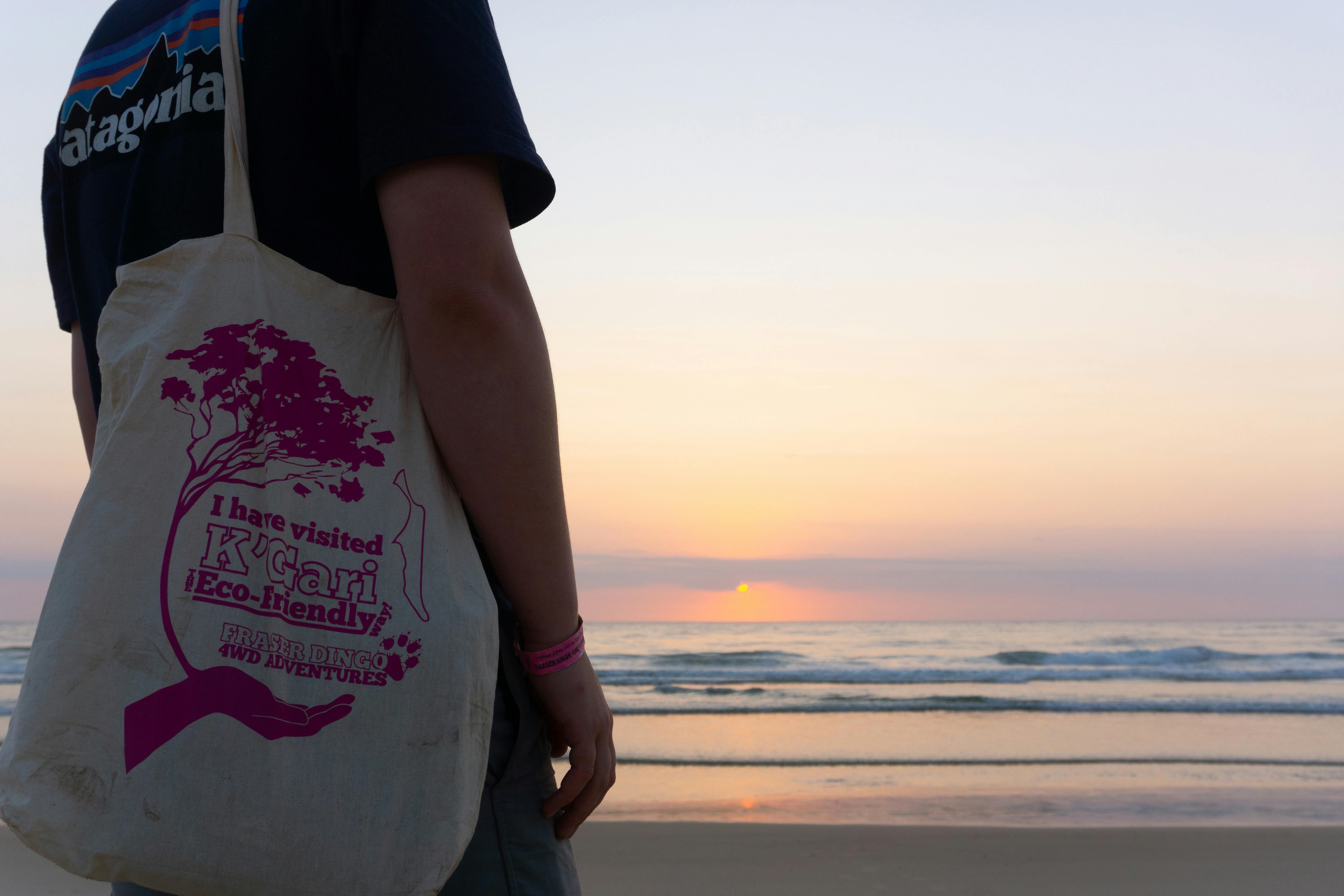 Eastern Beach sunrise and offset your carbon emissions by purchasing our eco-friendly tote bag