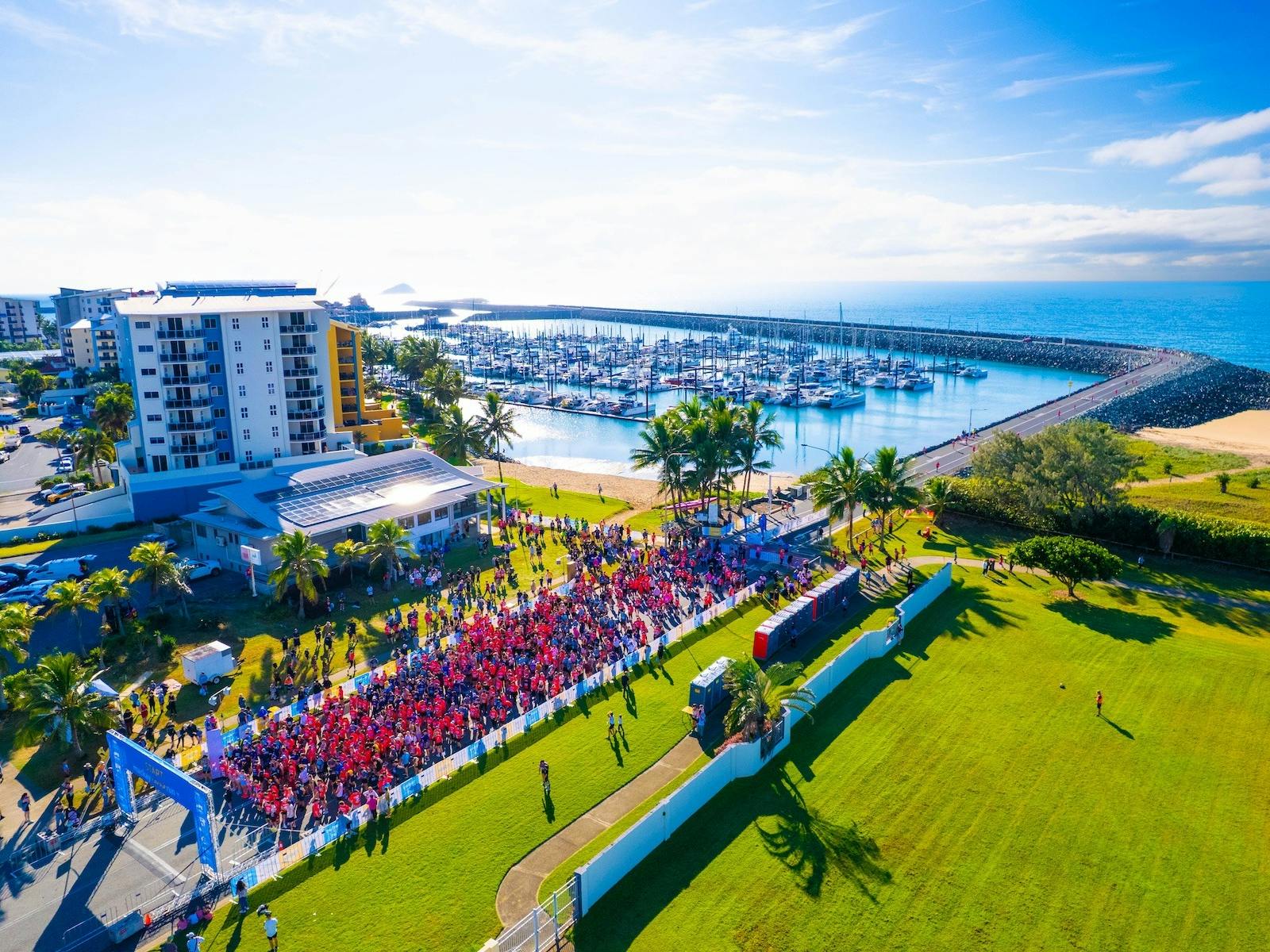 Start line of Half Marathon at Mackay Marina Run Queensland Start line of Half Marathon at Mackay Marina Run Queensland
