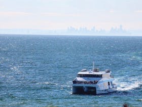 Port Phillip Ferries cruising Port Phillip Bay with the Melbourne skyline in the background