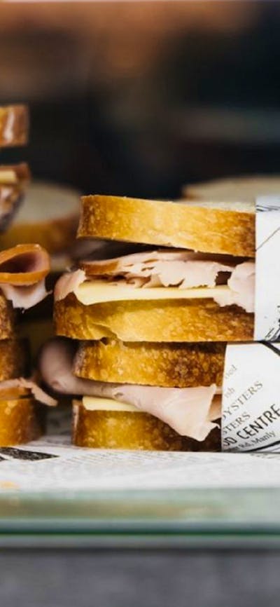 Stack of sandwiches wrapped