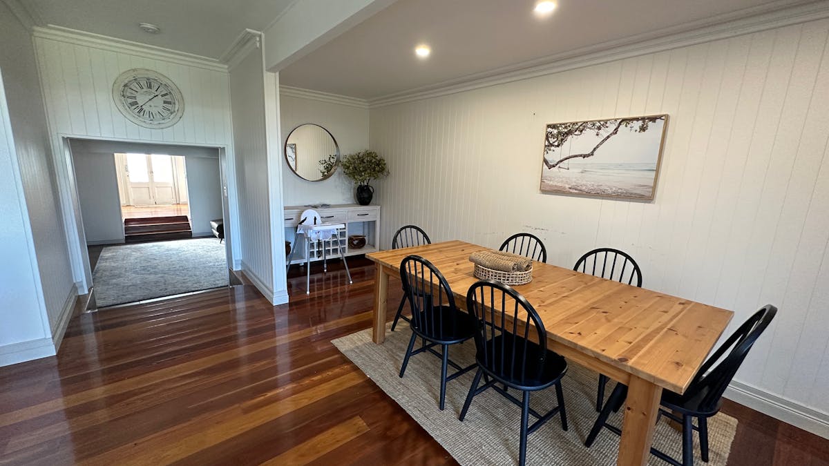 Dining table with city and ocean views