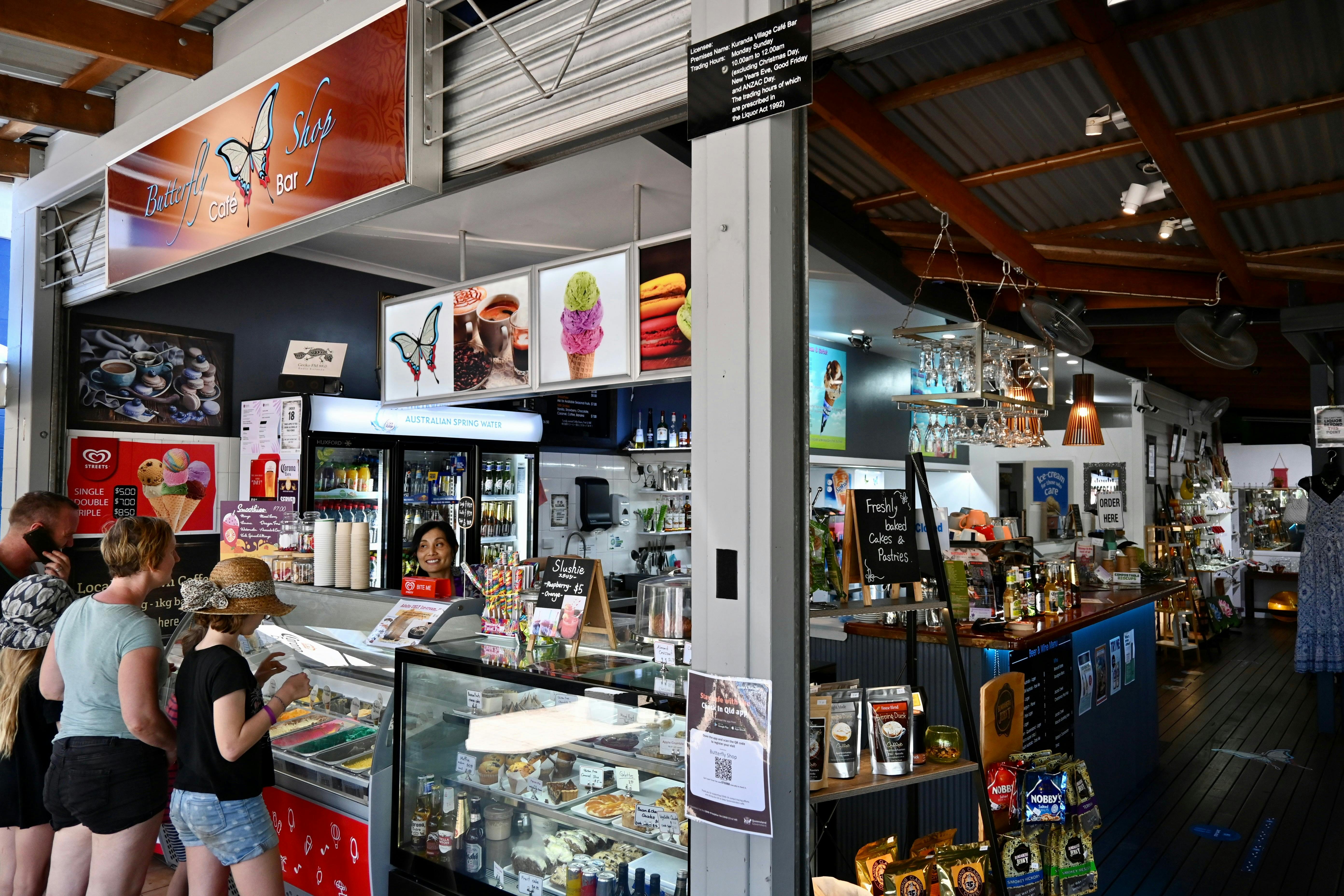 time for ice cream or coffee at the Butterfly Shop!