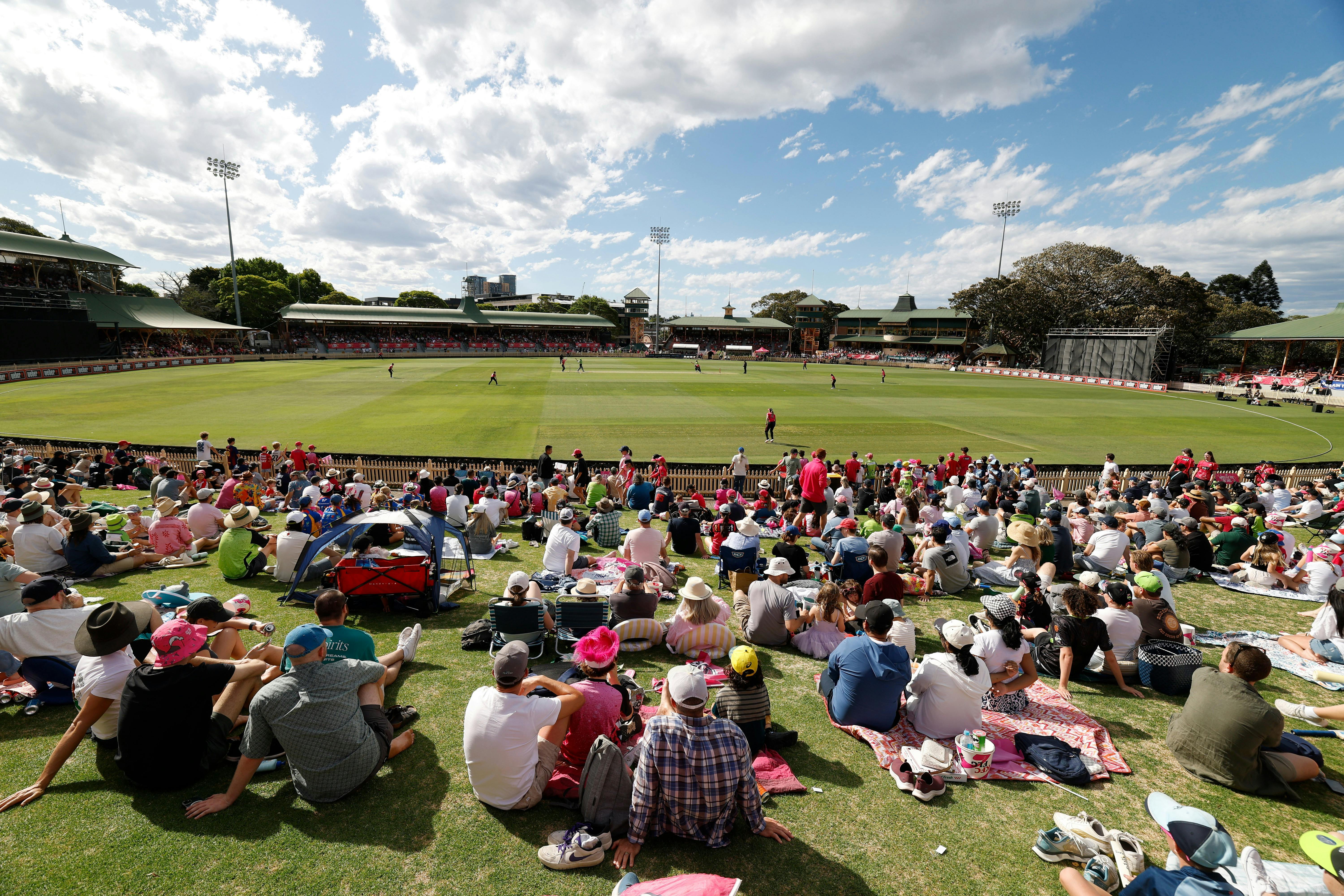 Sixers fans enjoy Summer Session 2025 on the hill at North Sydney Oval.