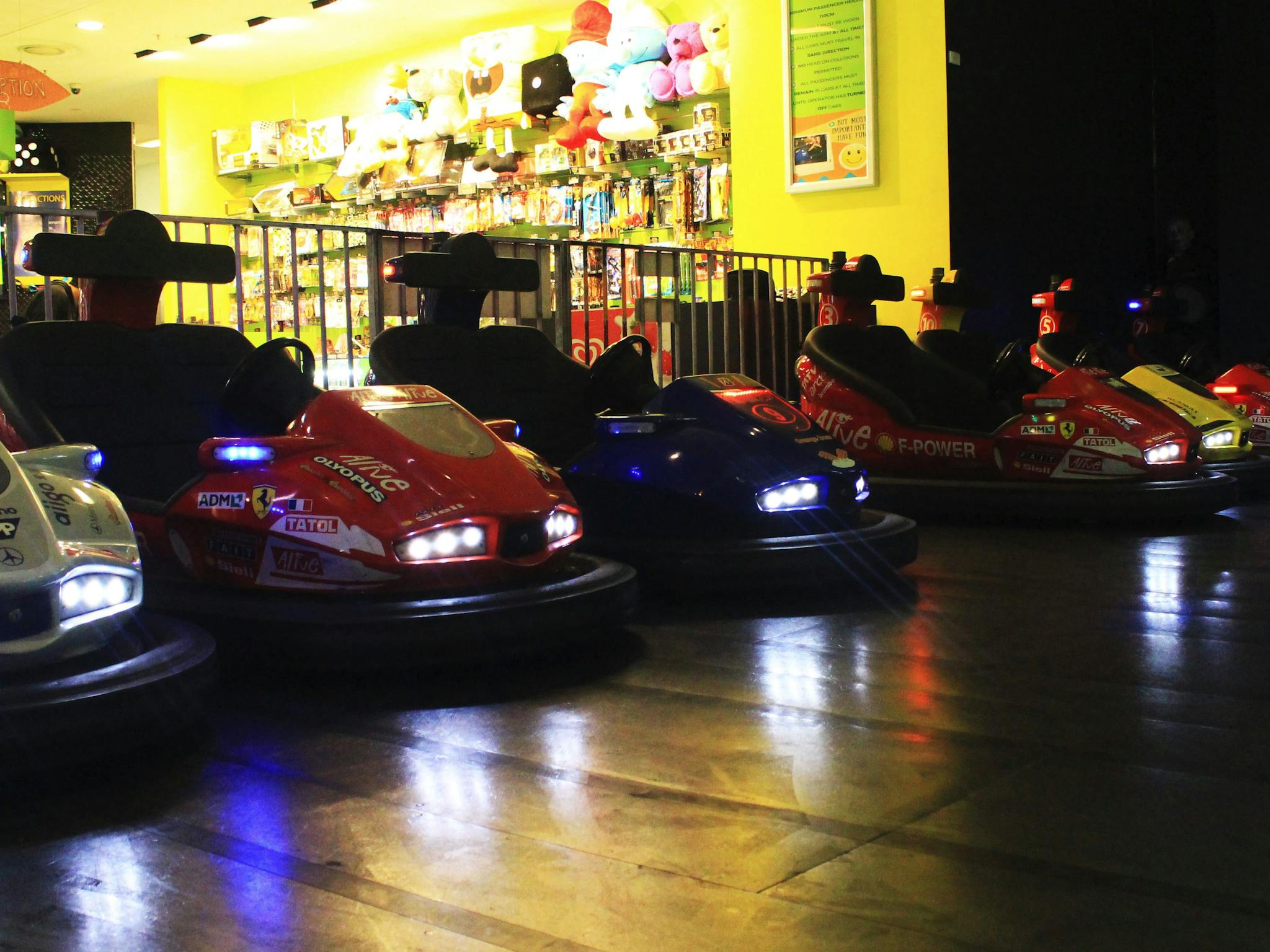 Dodgem cars in a row
