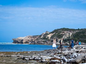 Group of people on Indigenous Tour of Cape Northumberland Port MacDonnell South Australia