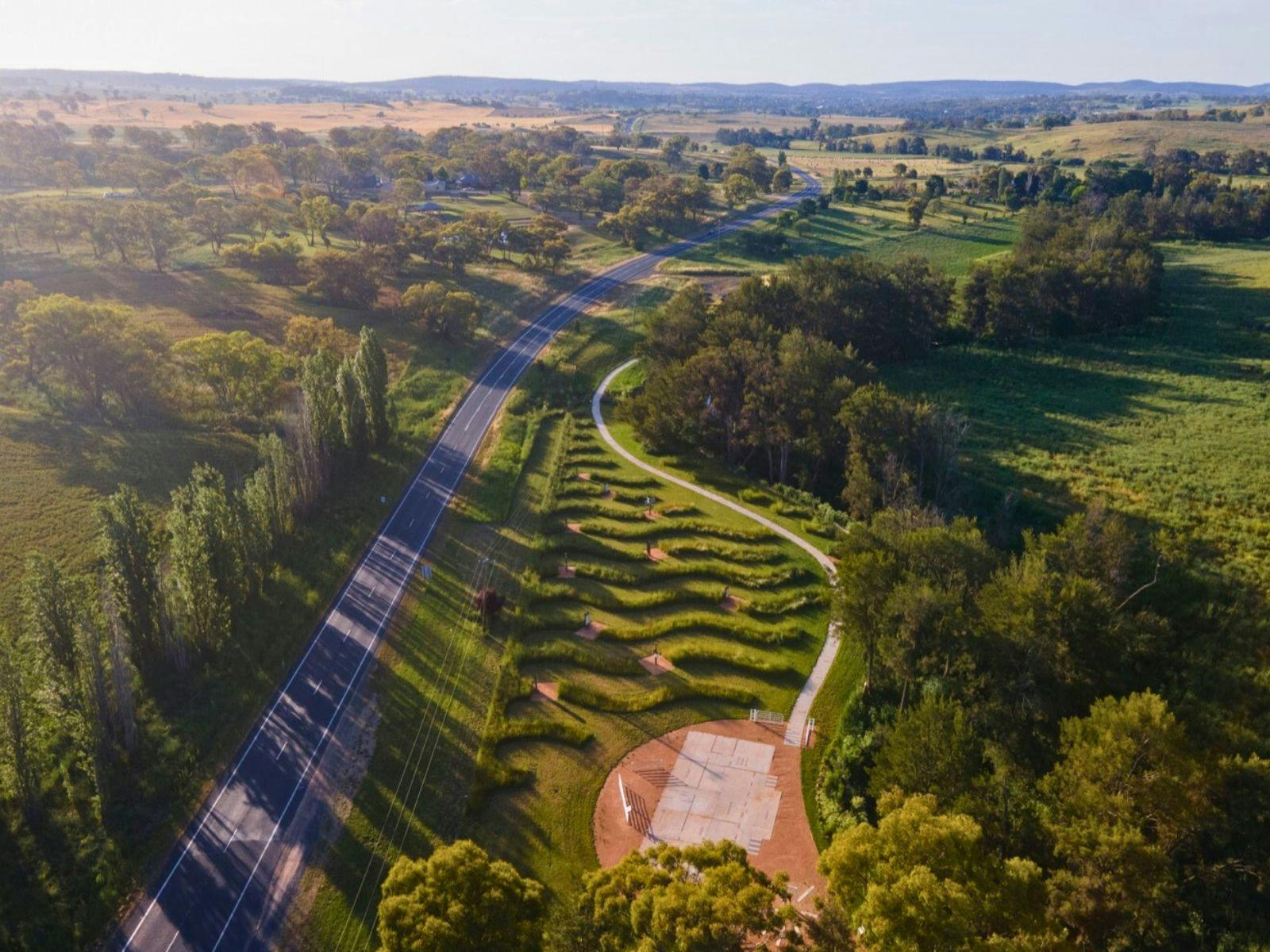 Aerial image of park and road