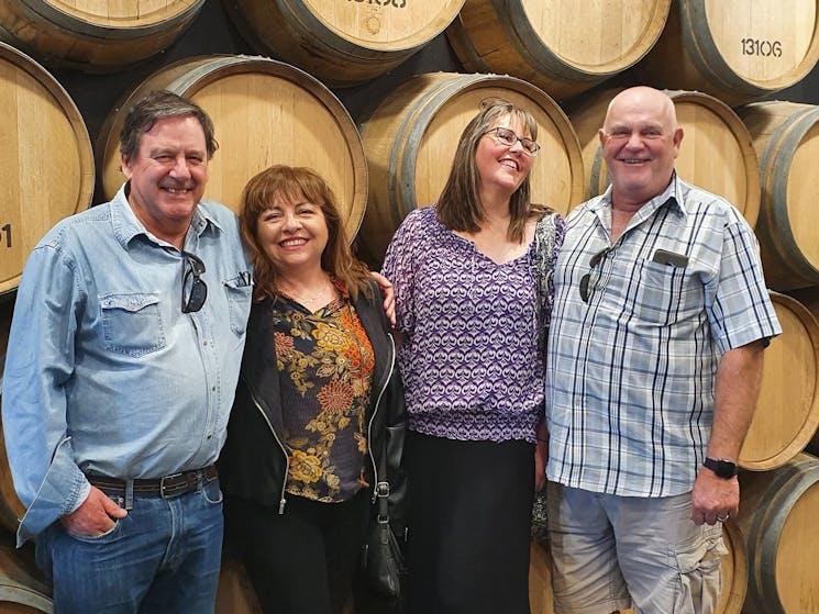 Mature aged visitors in Bimbadgen winery