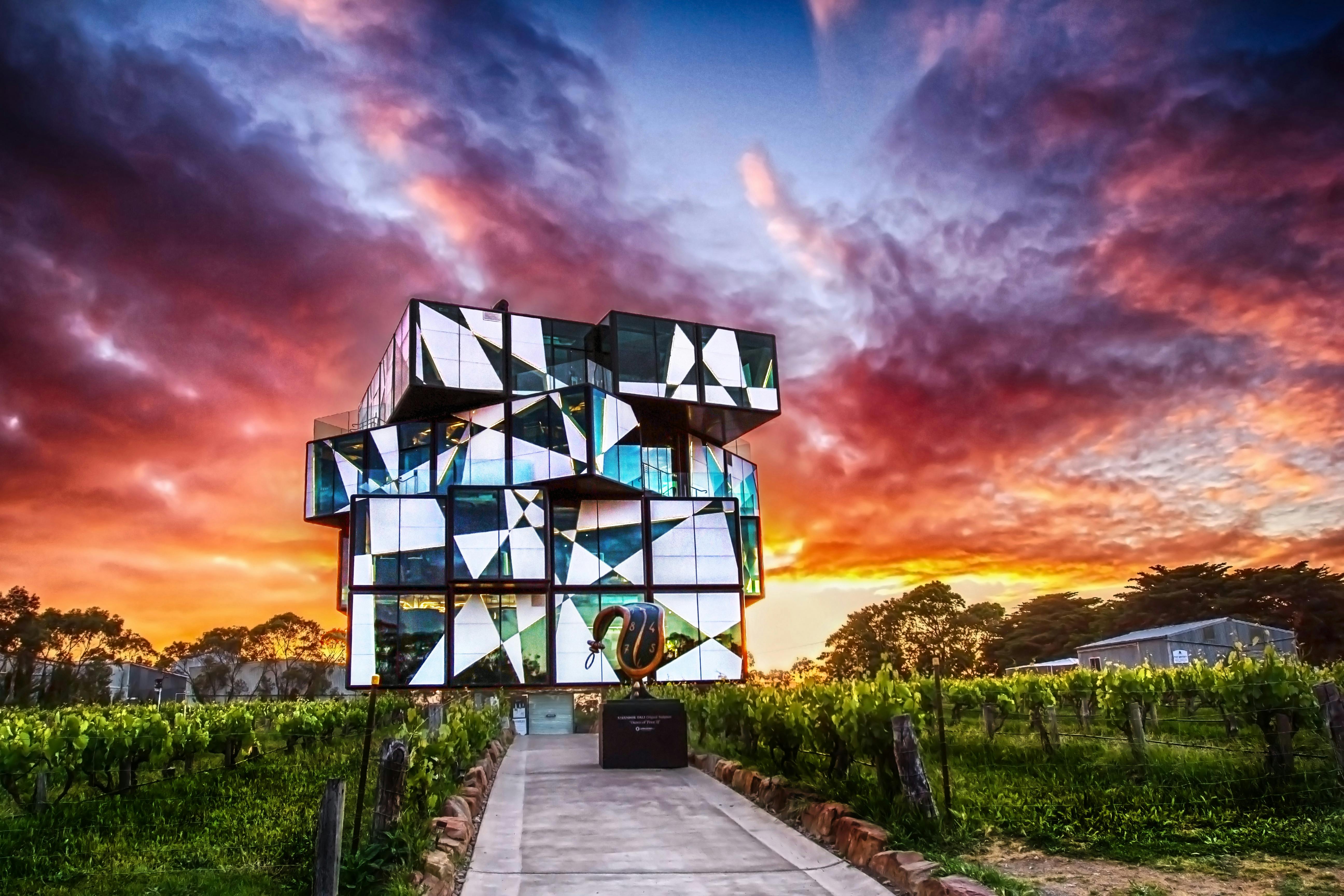 Vibrant Sunset behind D'Arenberg Cube