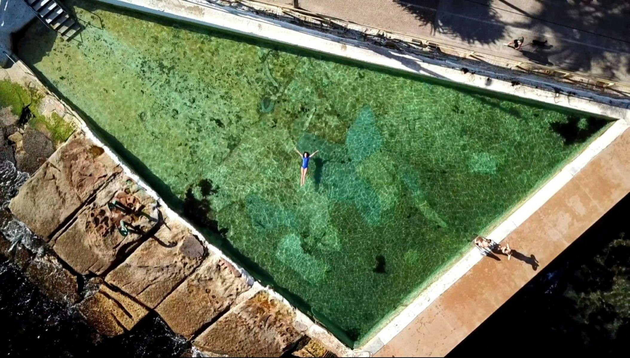 Floating in rock pool