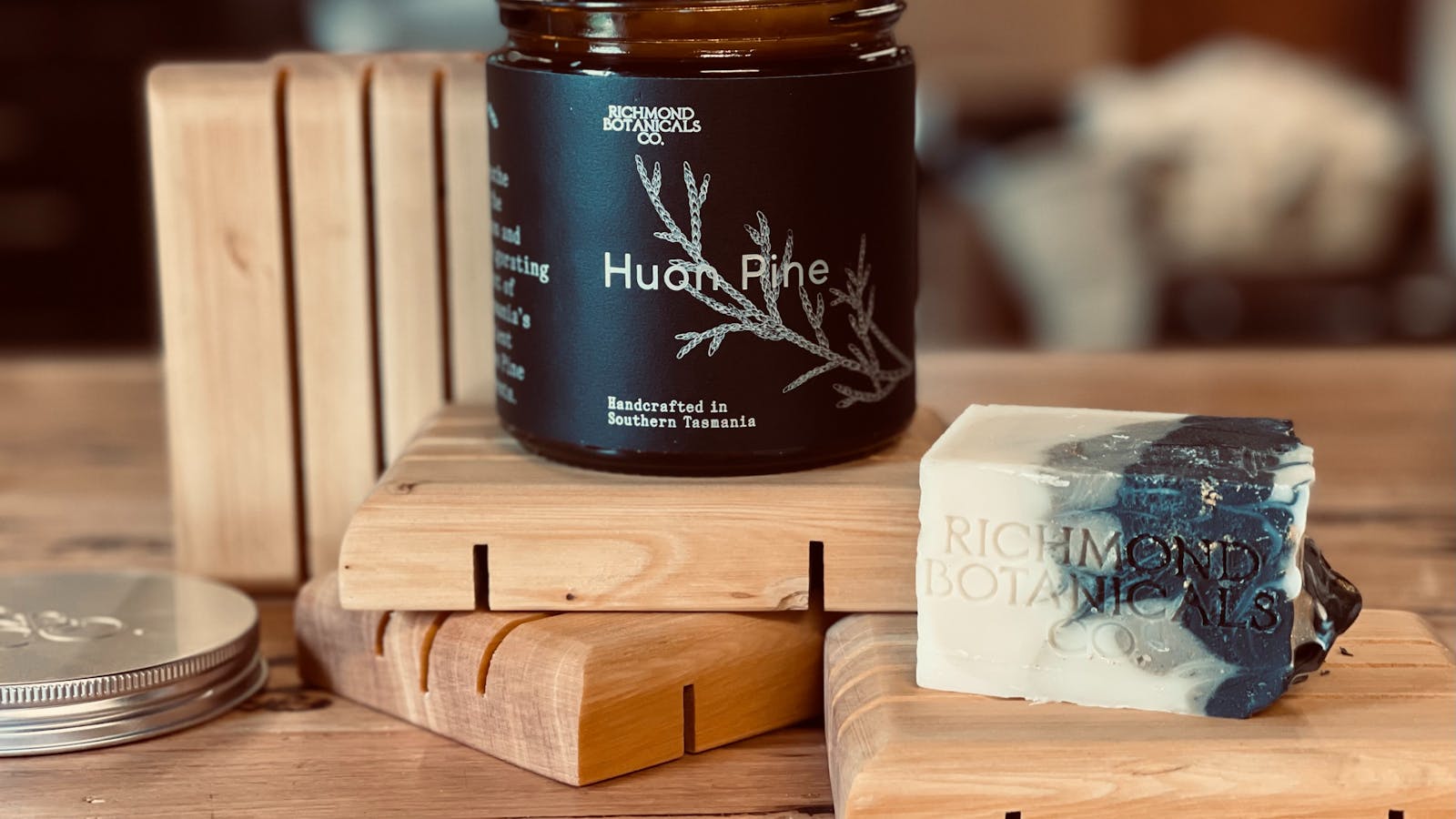 Huon Pine soap & candle