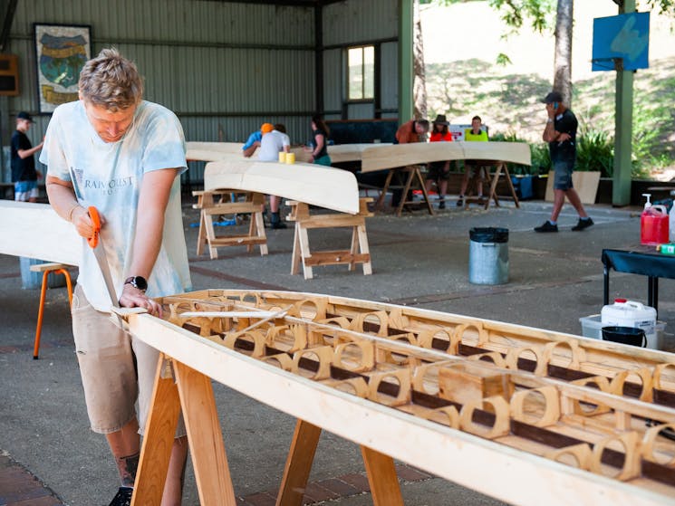 Man building a paddleboard