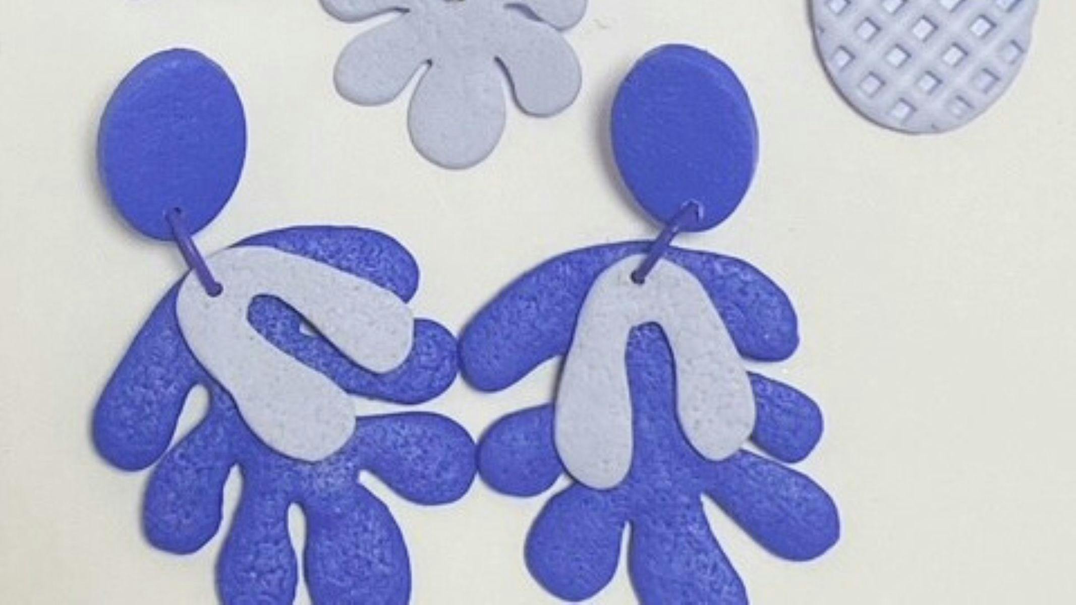 two toned blue earrings