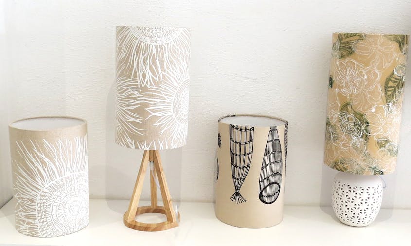 Glow Handmade lampshades from hand printed Aboriginal Australian Indigenous fabrics