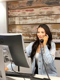 receptionist at desk