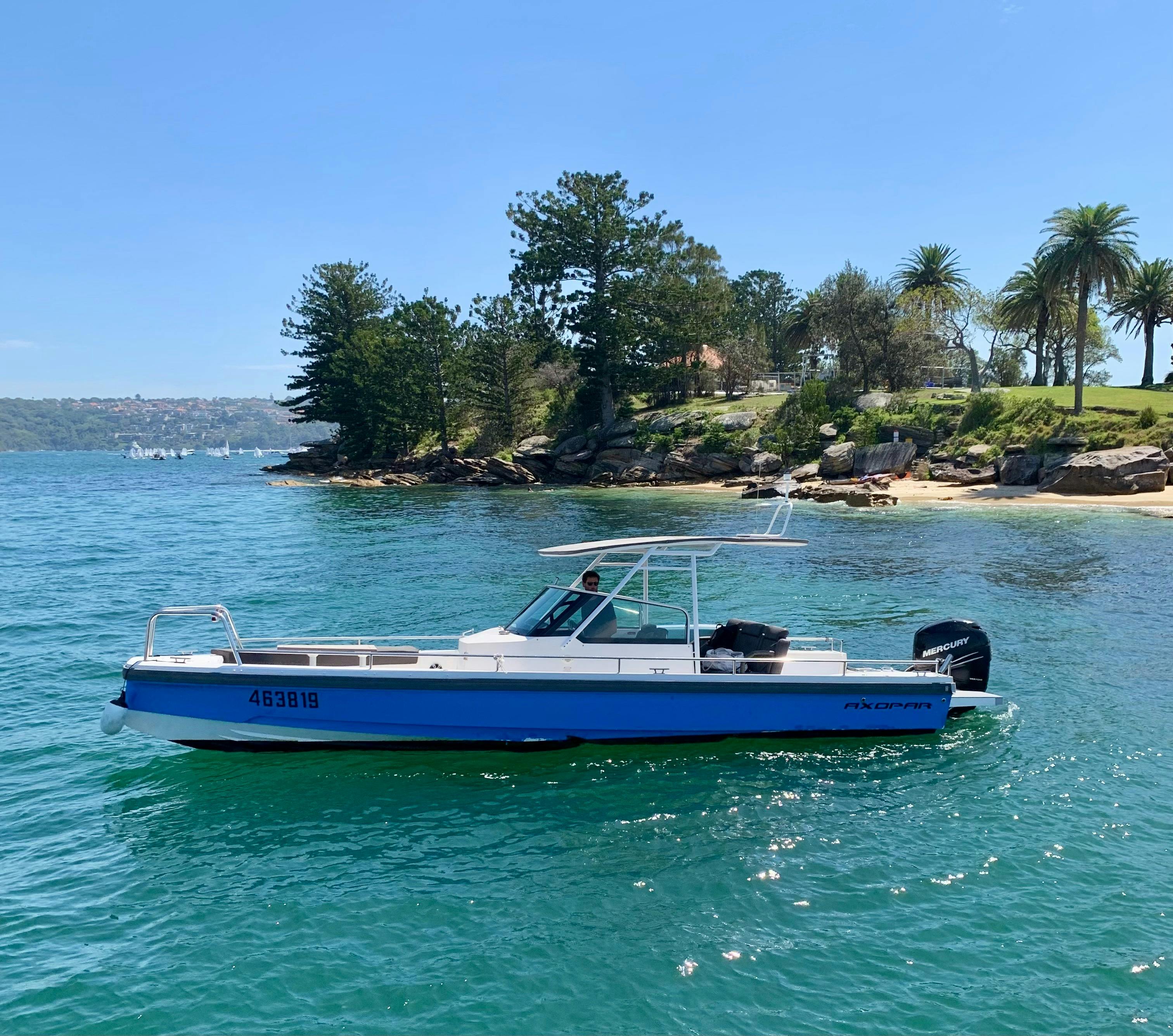 Axopar luxury sport cruiser for hire, self drive boat Boatique