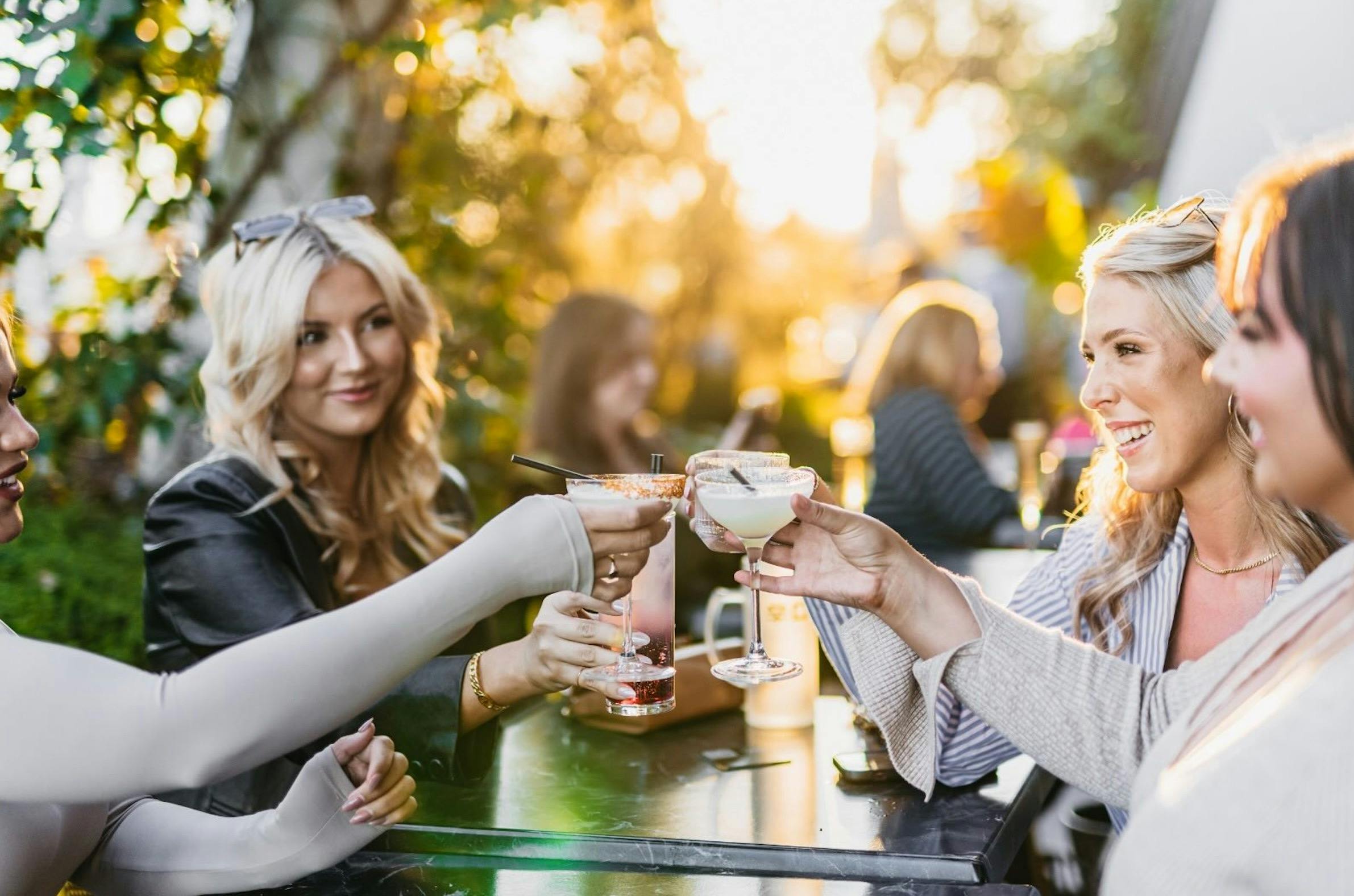 A group of ladies enjoying brunch and wine on our terrace