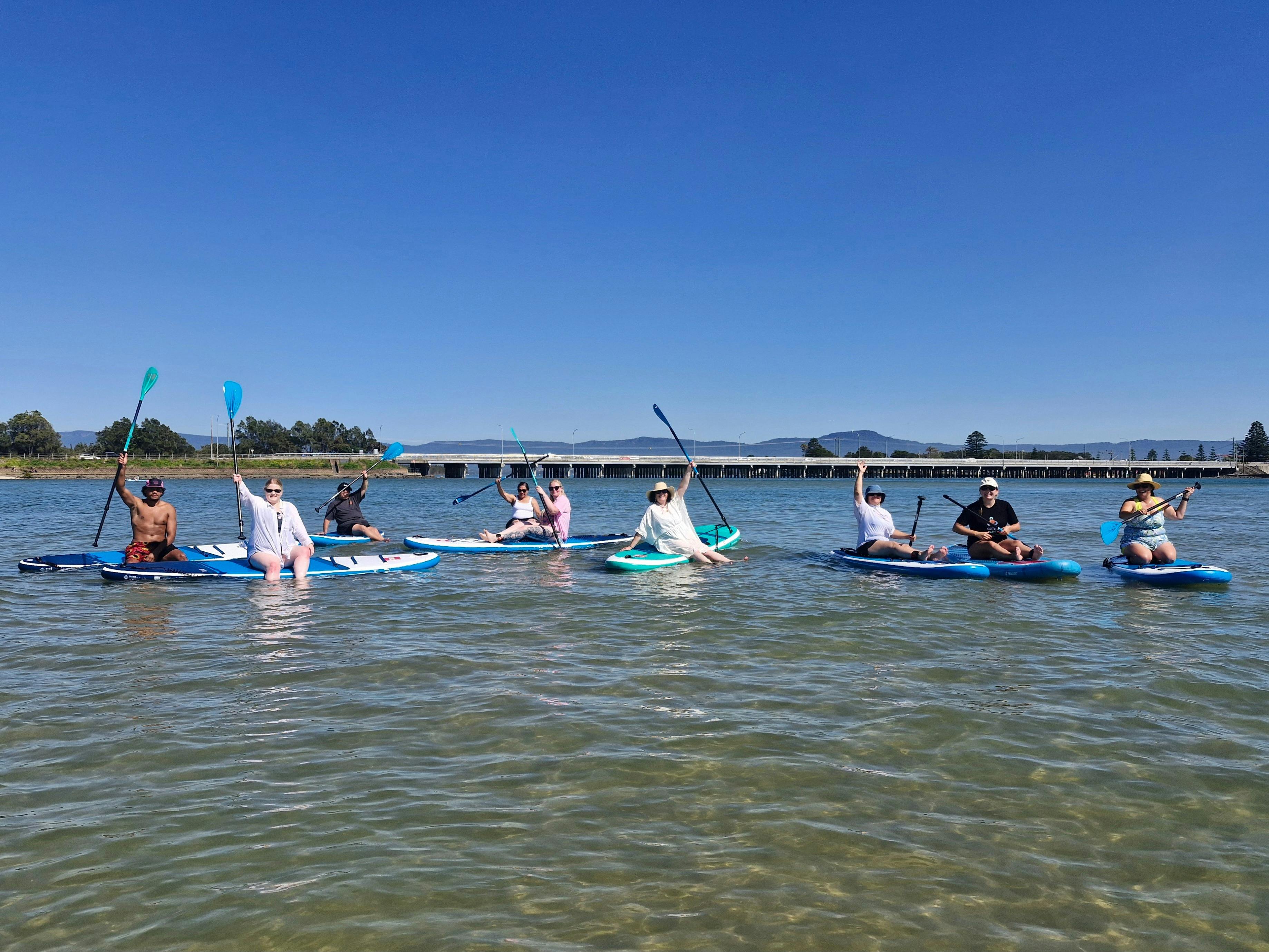Guests are enjoying their paddling experience on Lake Illawarra in Shellharbour
