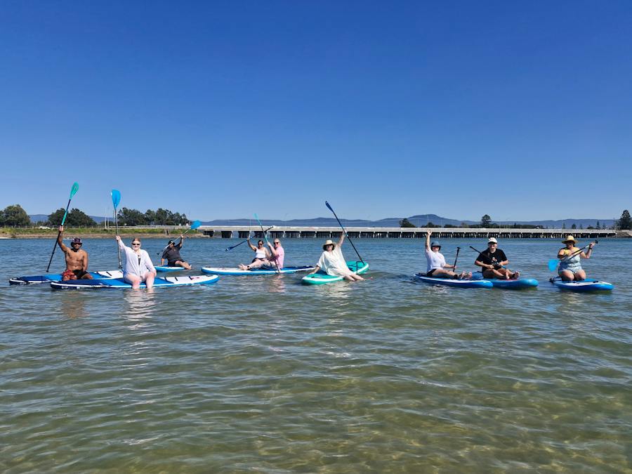Guests are enjoying their paddling experience on Lake Illawarra in Shellharbour