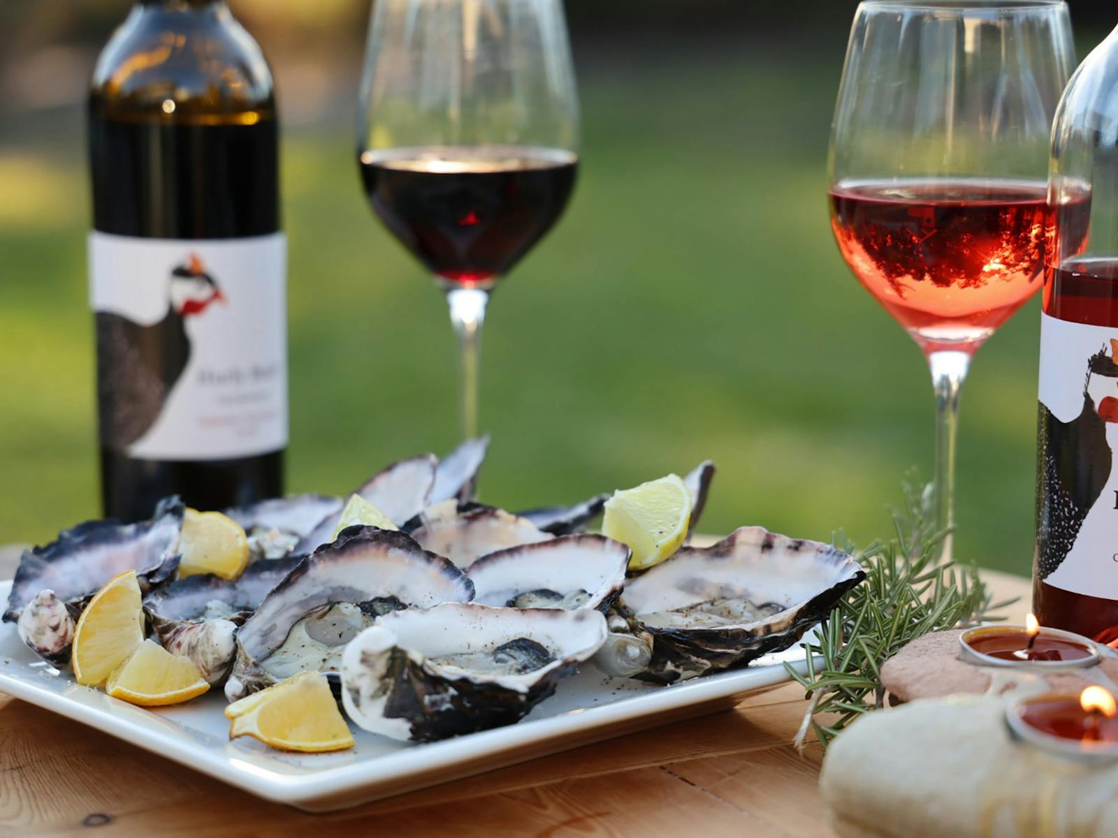 Hurly Burly Wine matched beautifully with Tasmania's east coast oysters