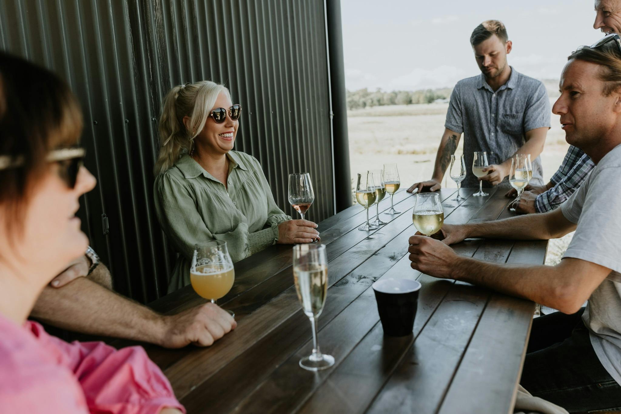 Mudgee Ale trail tour enjoying a tasting flight of beer at a brewery