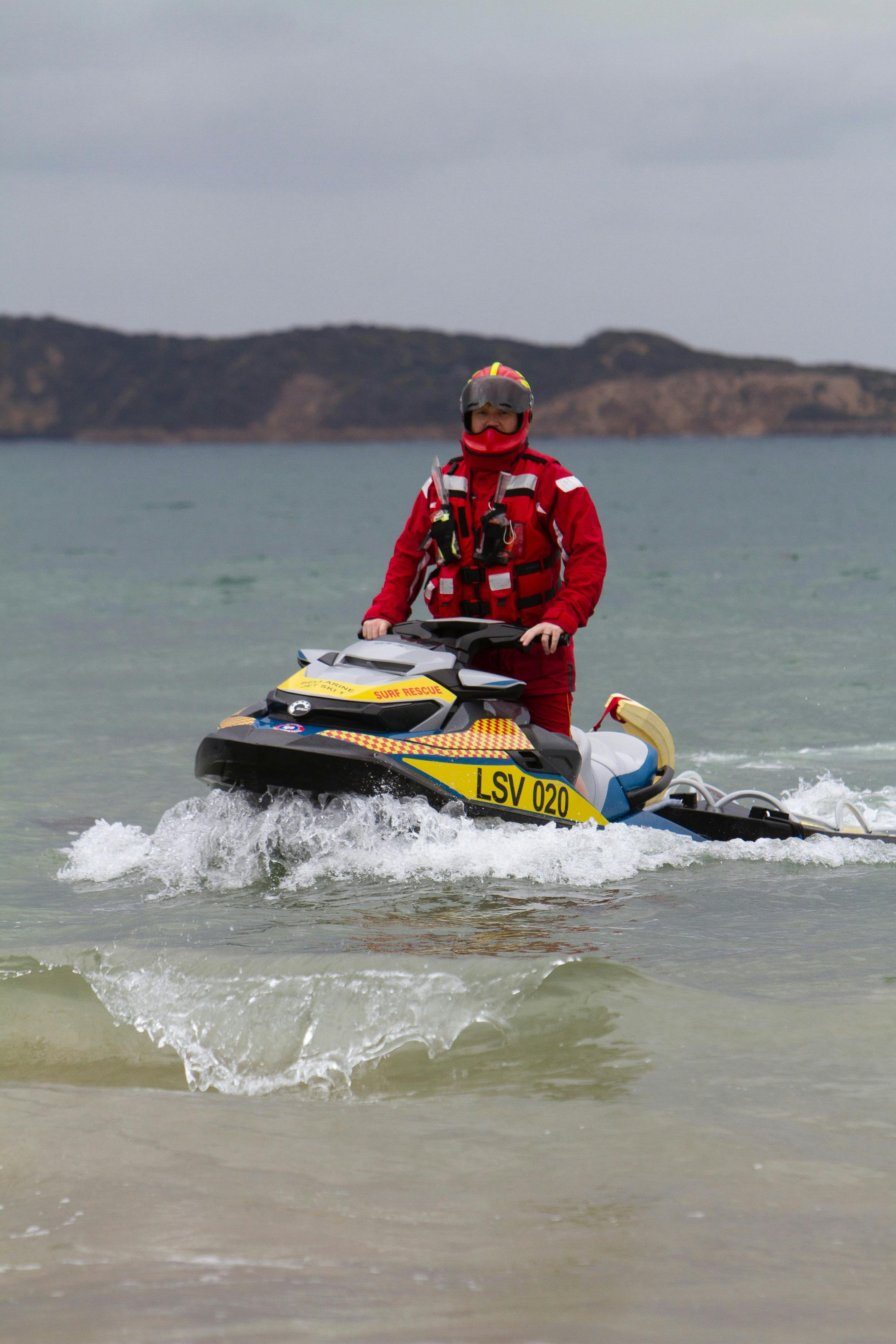 A surf life saver on a jets