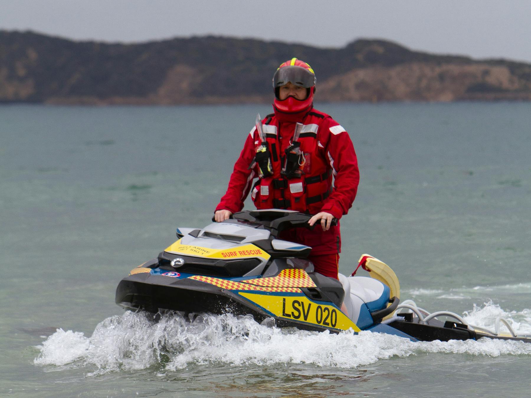 A surf life saver on a jets
