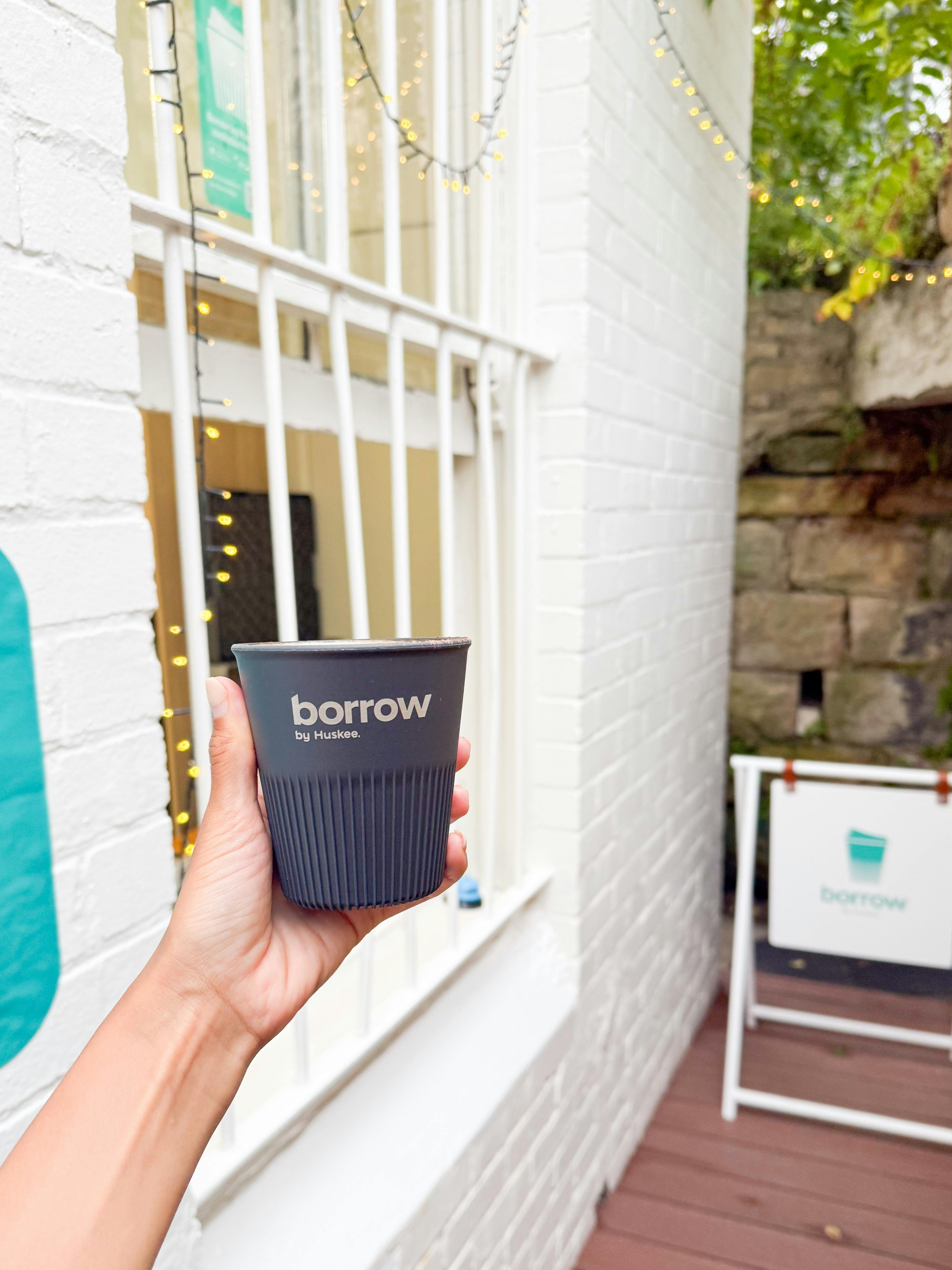 Huskee Borrow Cup is seen at Blues Point Road Speakeasy next to the SBK Eco Hub from 4.30am everyday