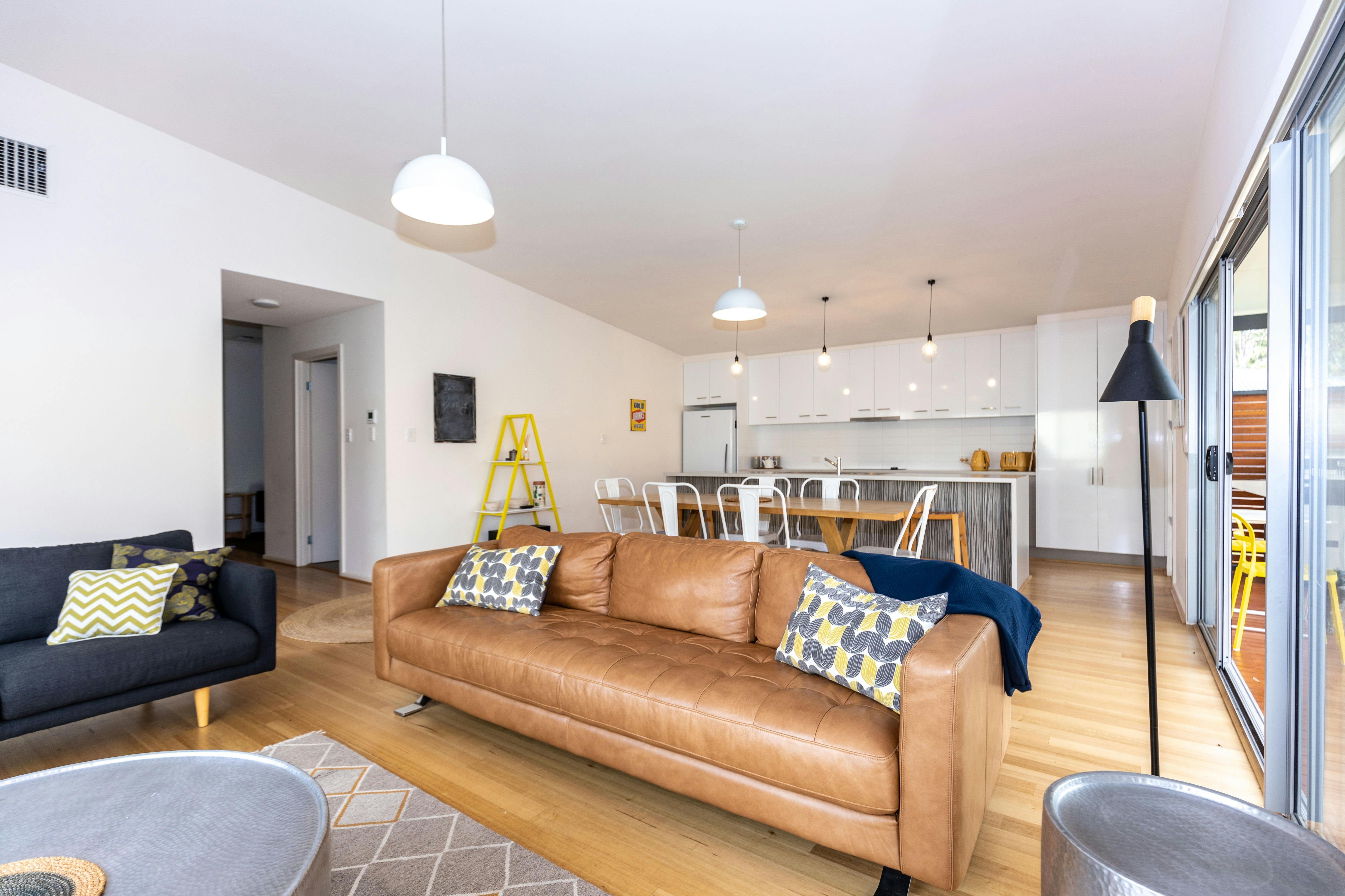 open plan lounge and kitchen