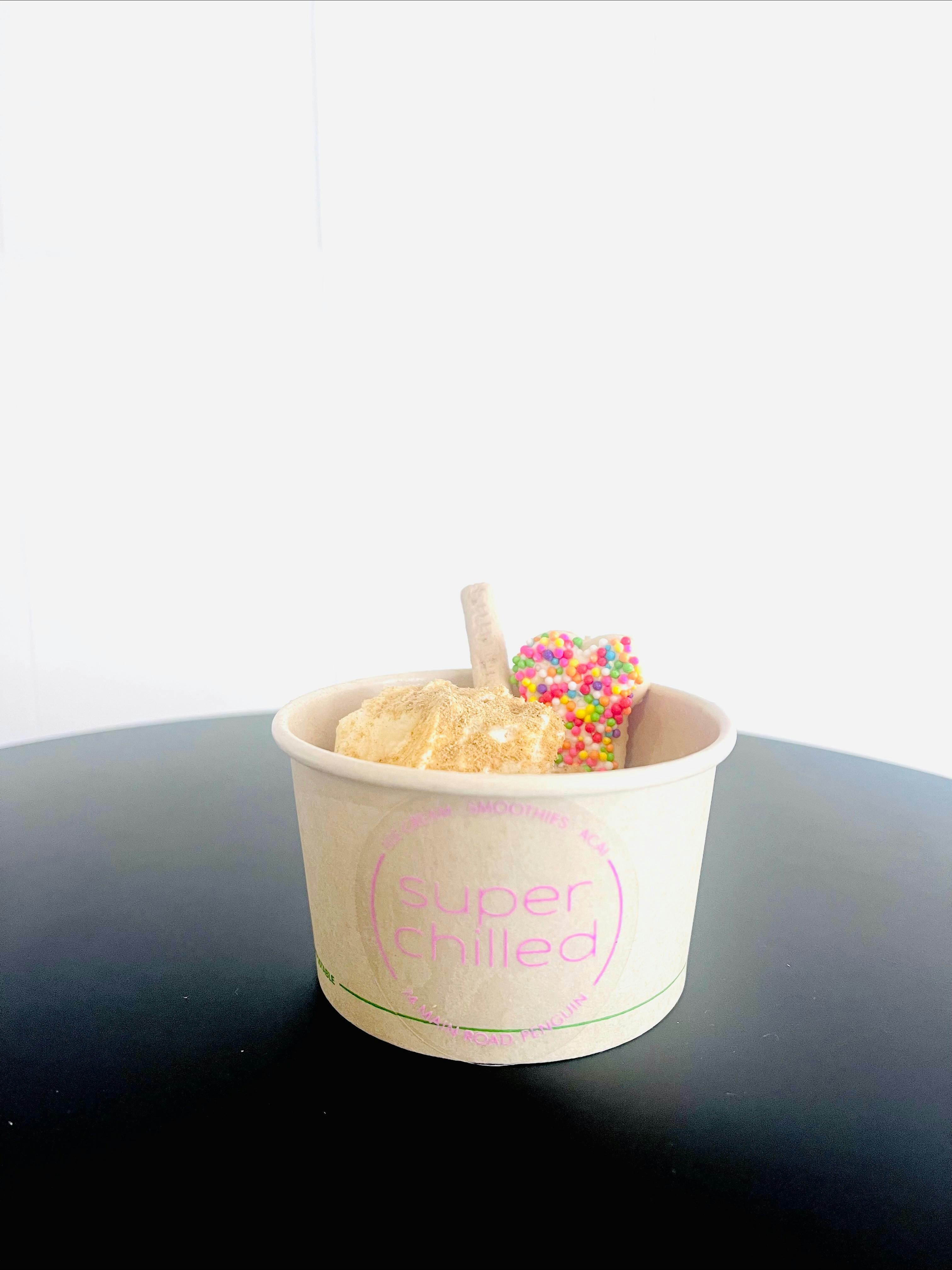 Pup Cups - lactose free ice cream, liver sprinkles & treats