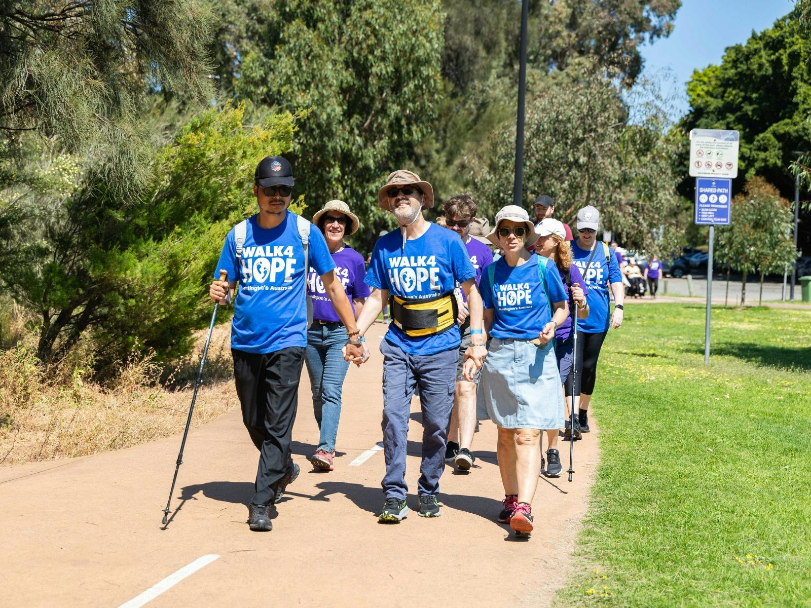 group walking on path