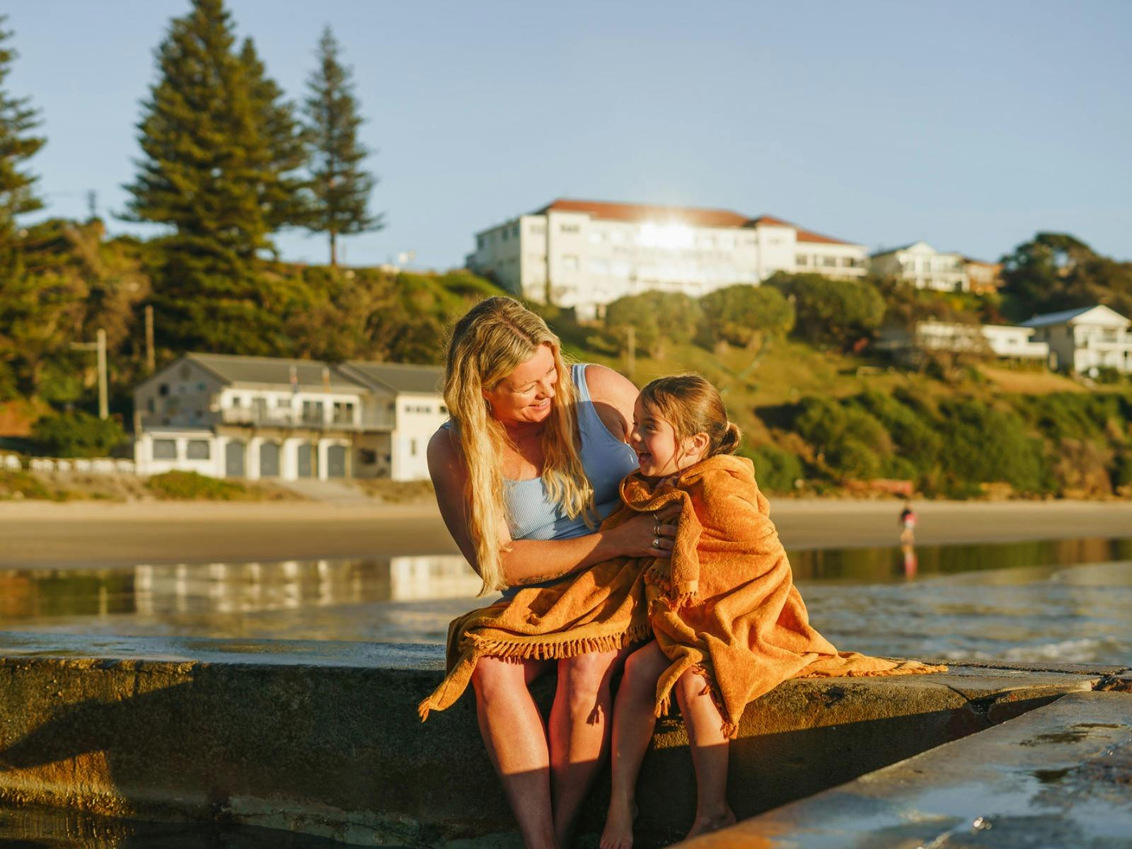 Mother and Daughter on the edge of Yamba Ocean Pool