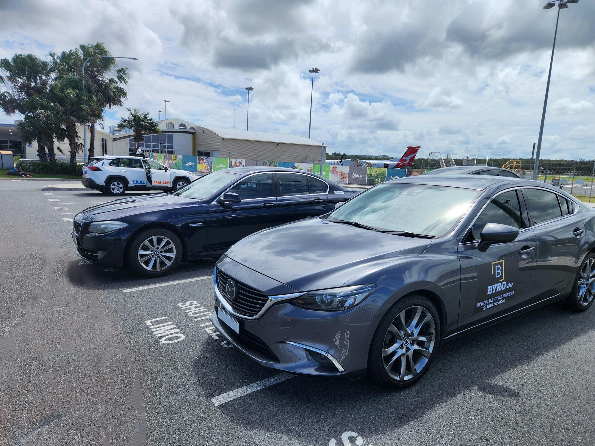 BYRO sedans at Byron Gateway Airport Ballina awaiting clients
