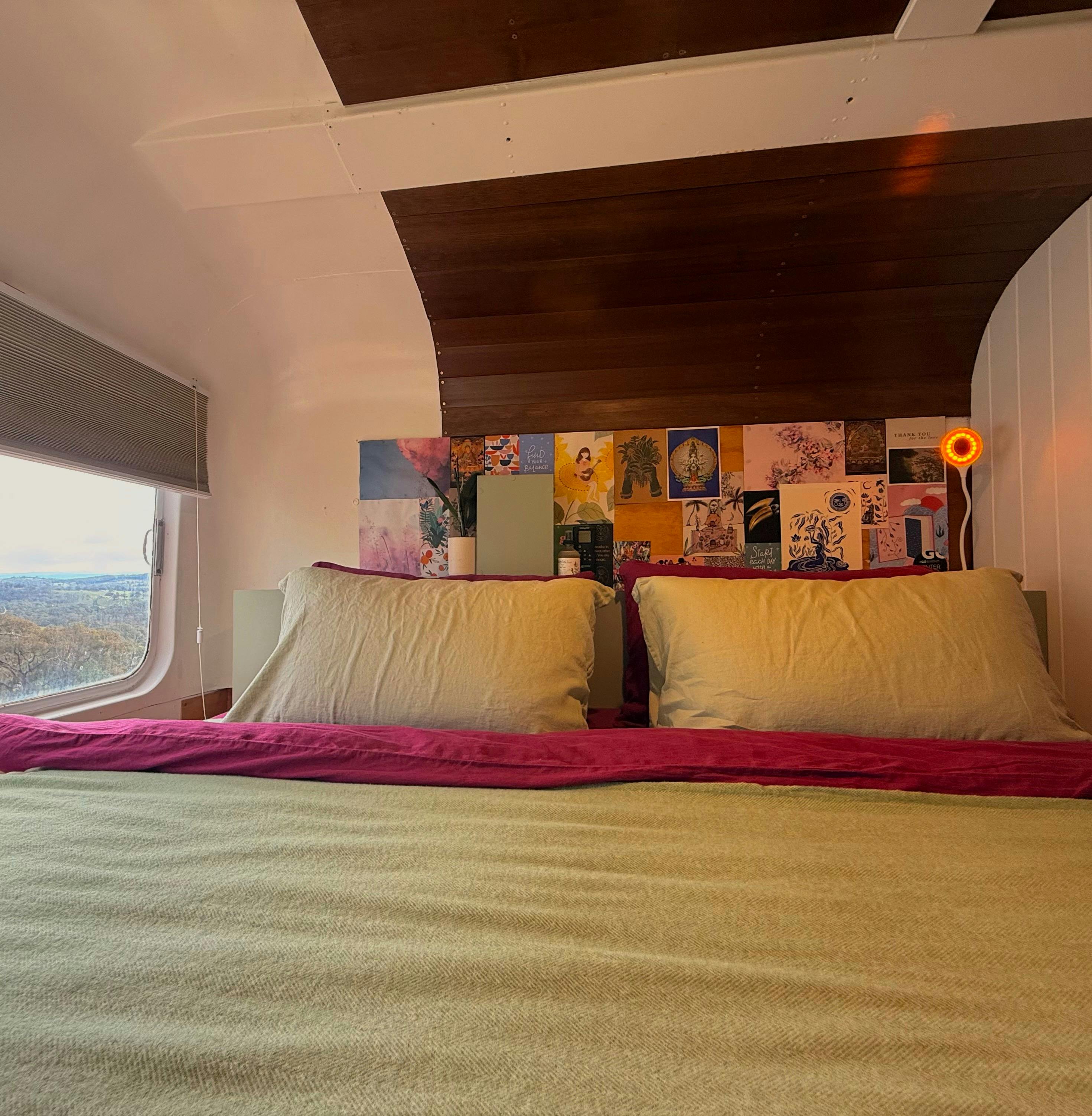 Bed inside a bus accommodation