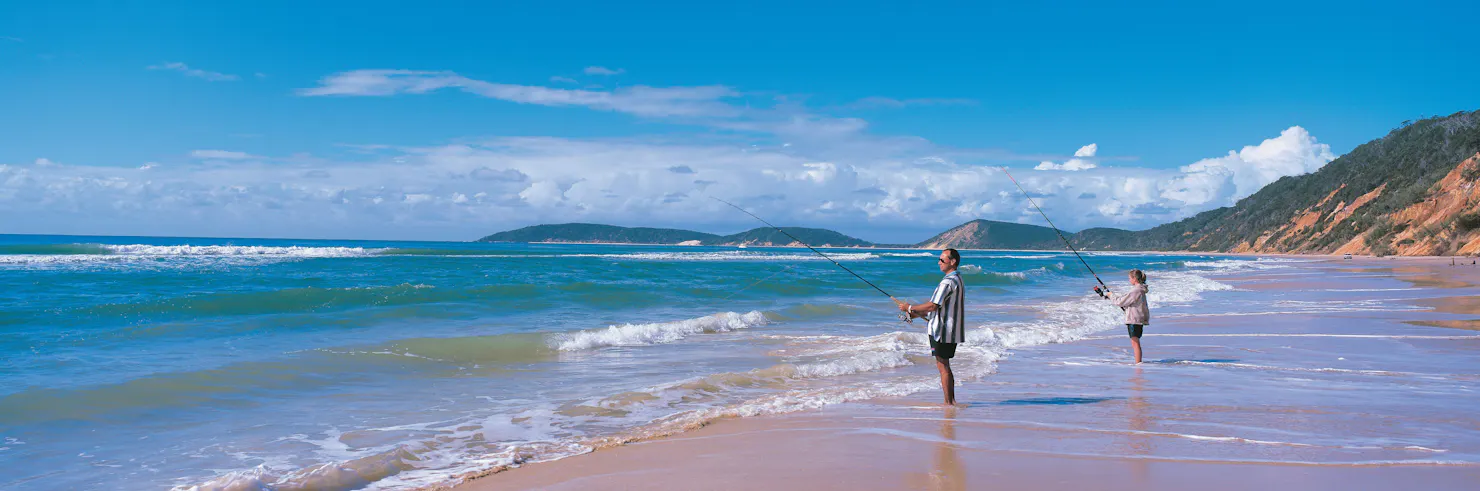 Fishing on beach, Cooloola