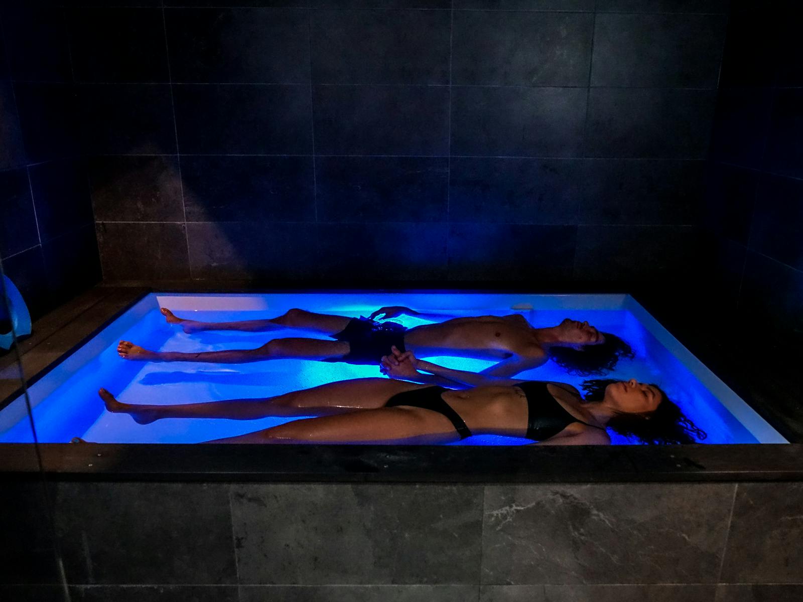 Couples using the float together