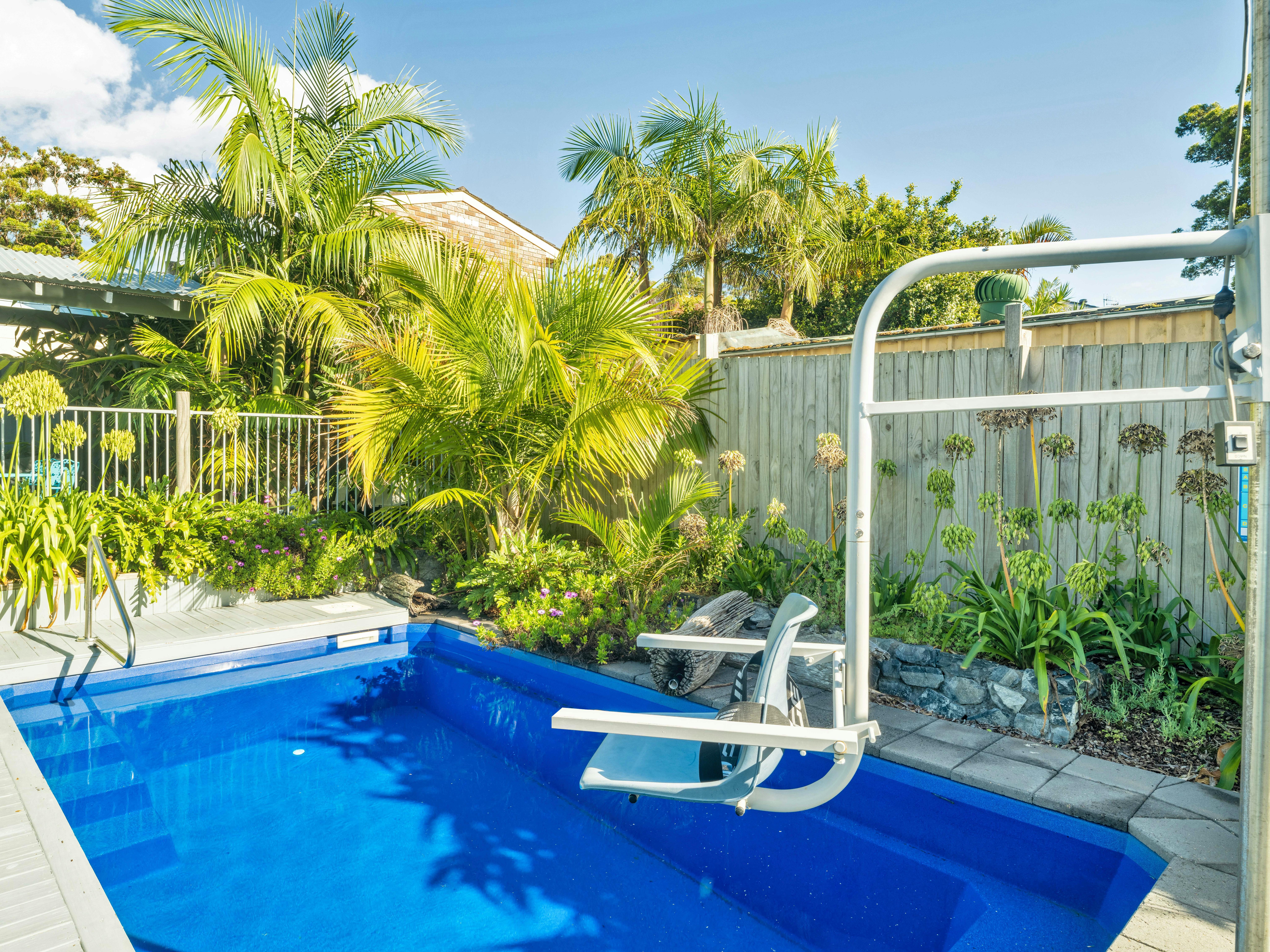Private accessible pool with pool hoist at NDIS & wheelchair accessible accommodation
